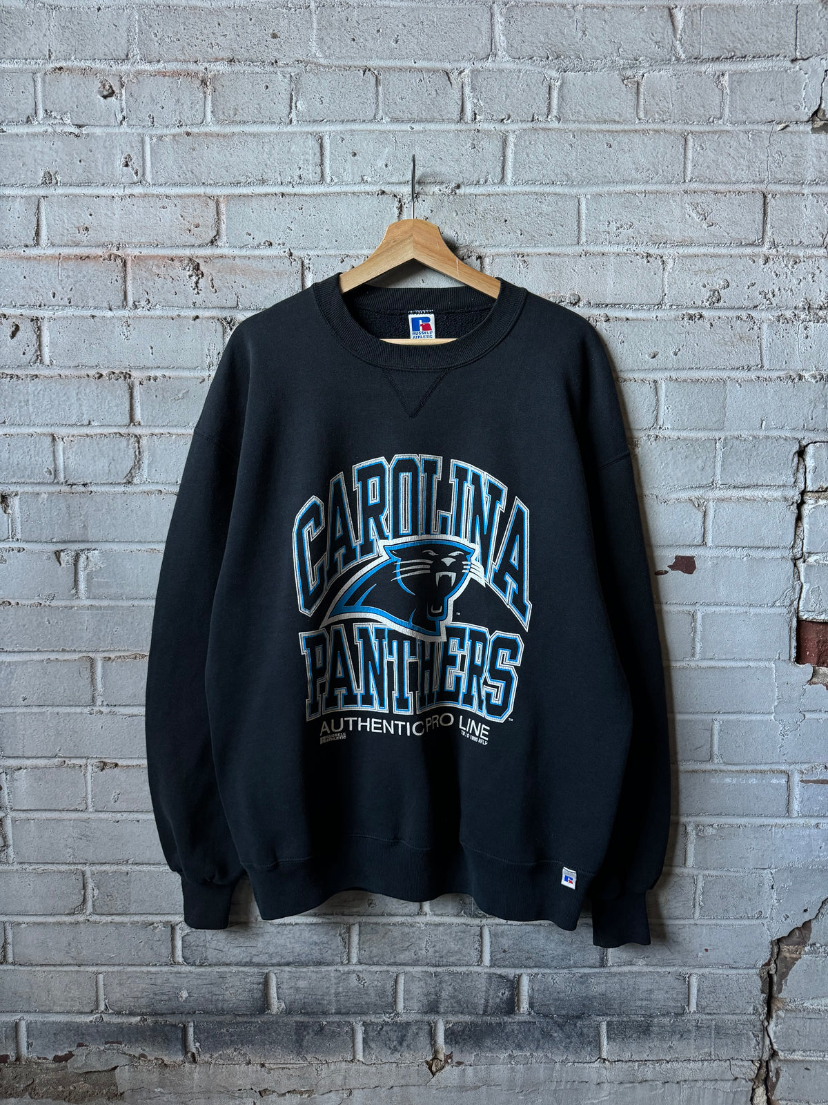 1995 Carolina Panthers Vintage Black Russell Athletic Heavyweight NFL Crewneck (XL)