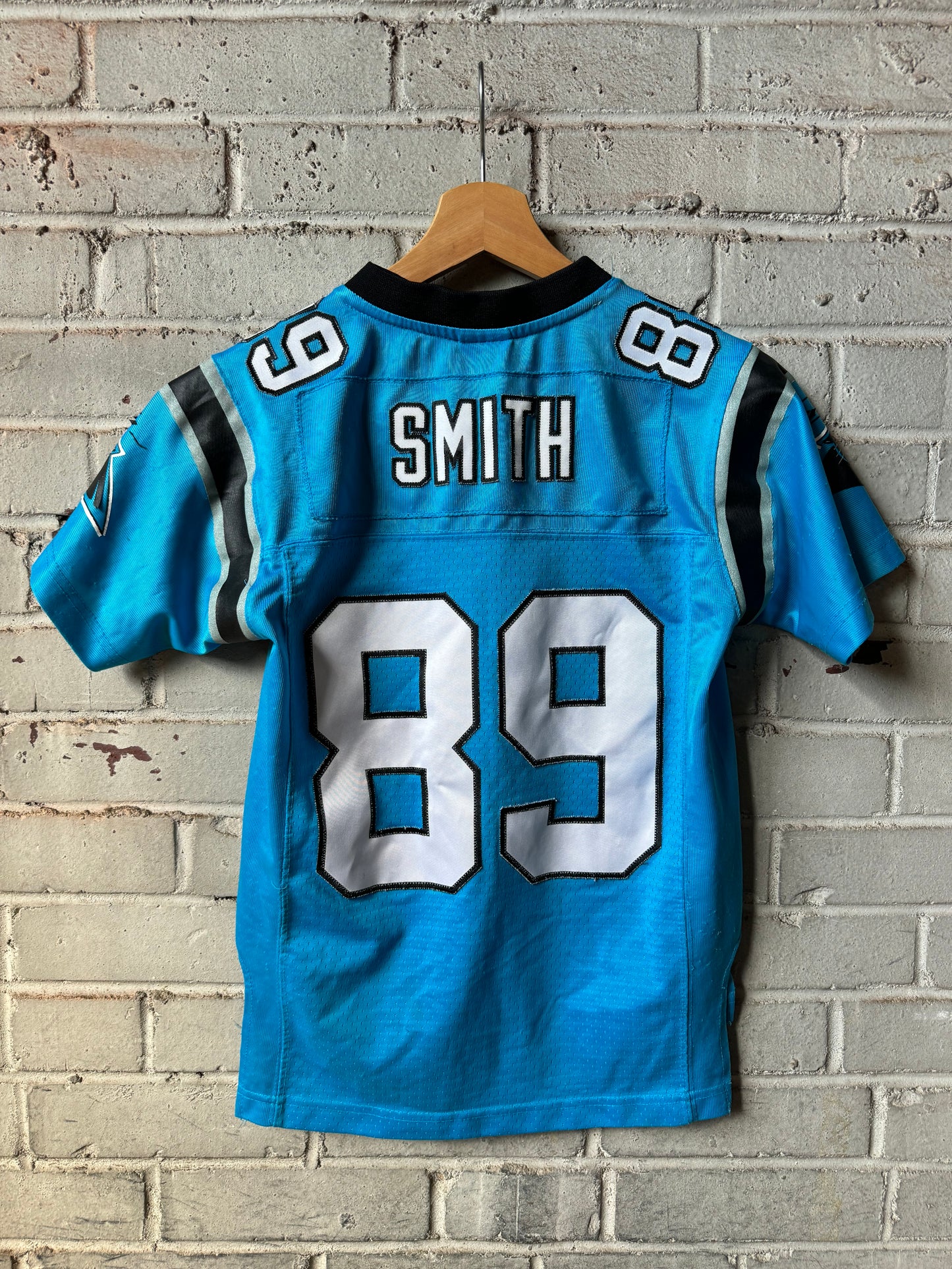 00’s Carolina Panthers Steve Smith Alternate Blue Stitched Kids Reebok Jersey (Youth Small)