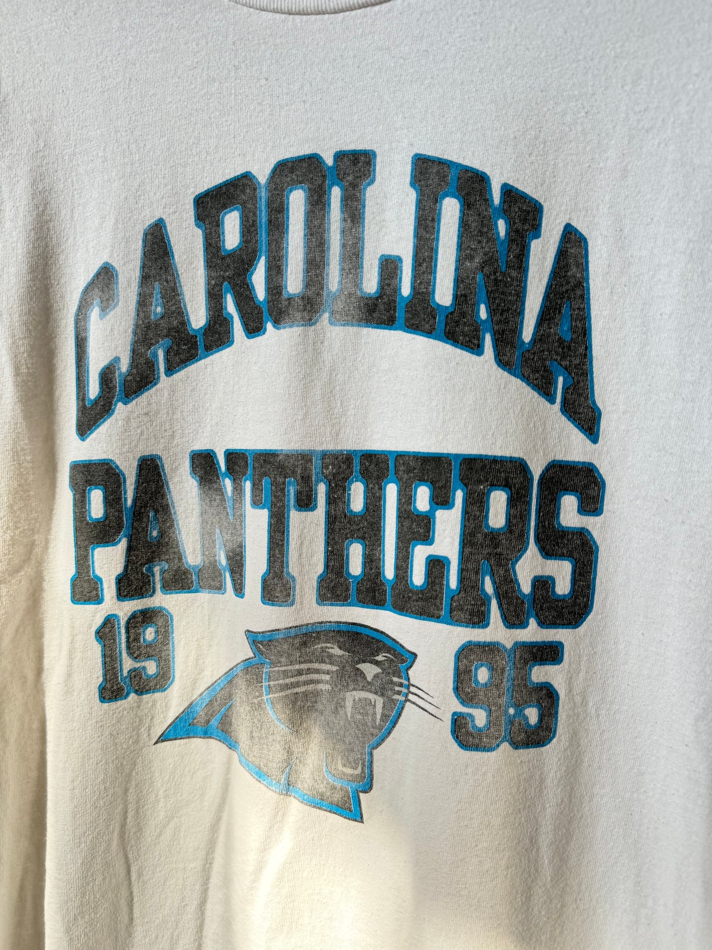 00’s Carolina Panthers Vintage Established 1995 White NFL Longsleeve Tee (XL)