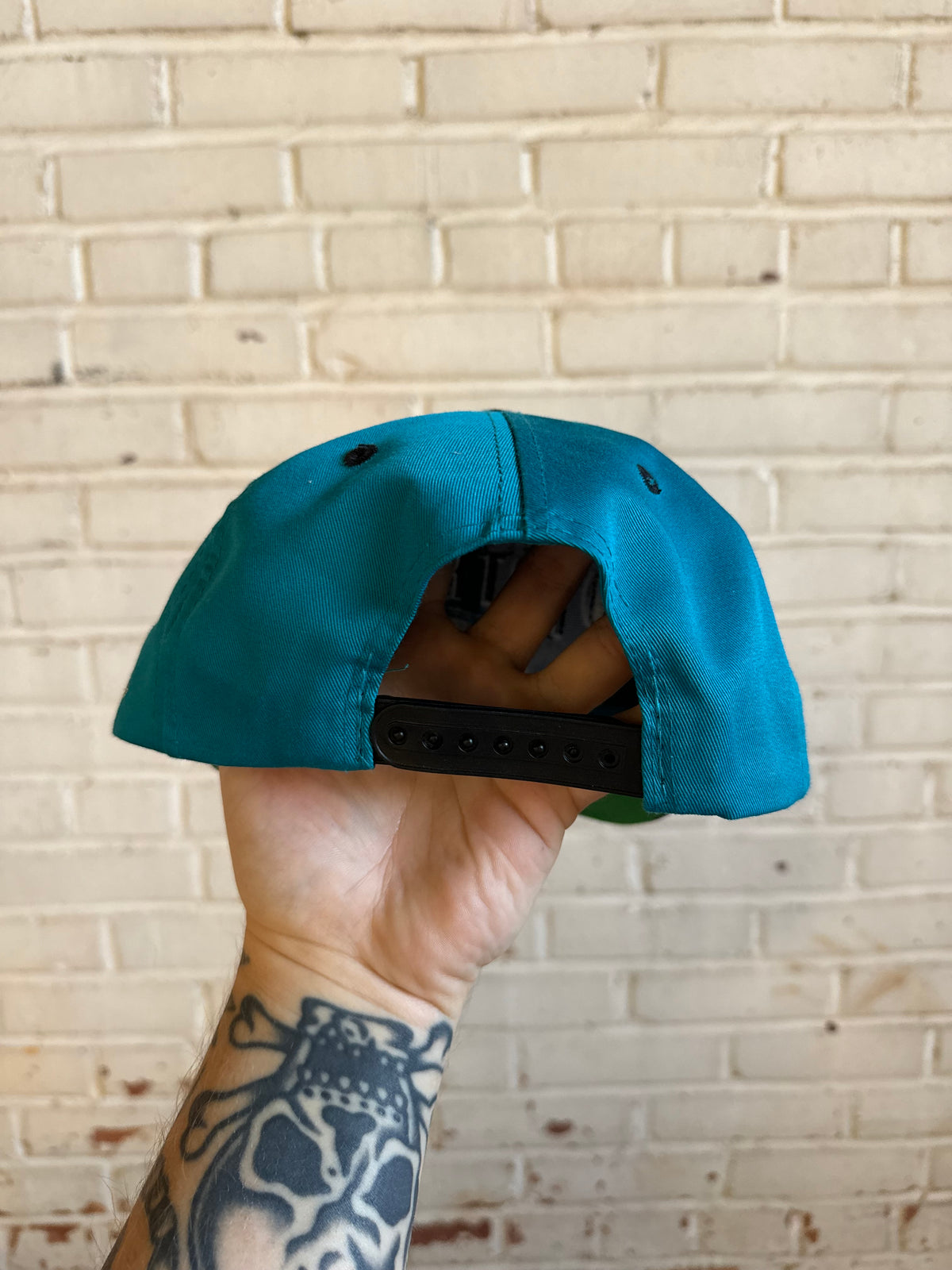 90’s Carolina Panthers Vintage Blue Black Logo Athletic Snapback Hat - Autographed by Kevin Greene (OSFA)