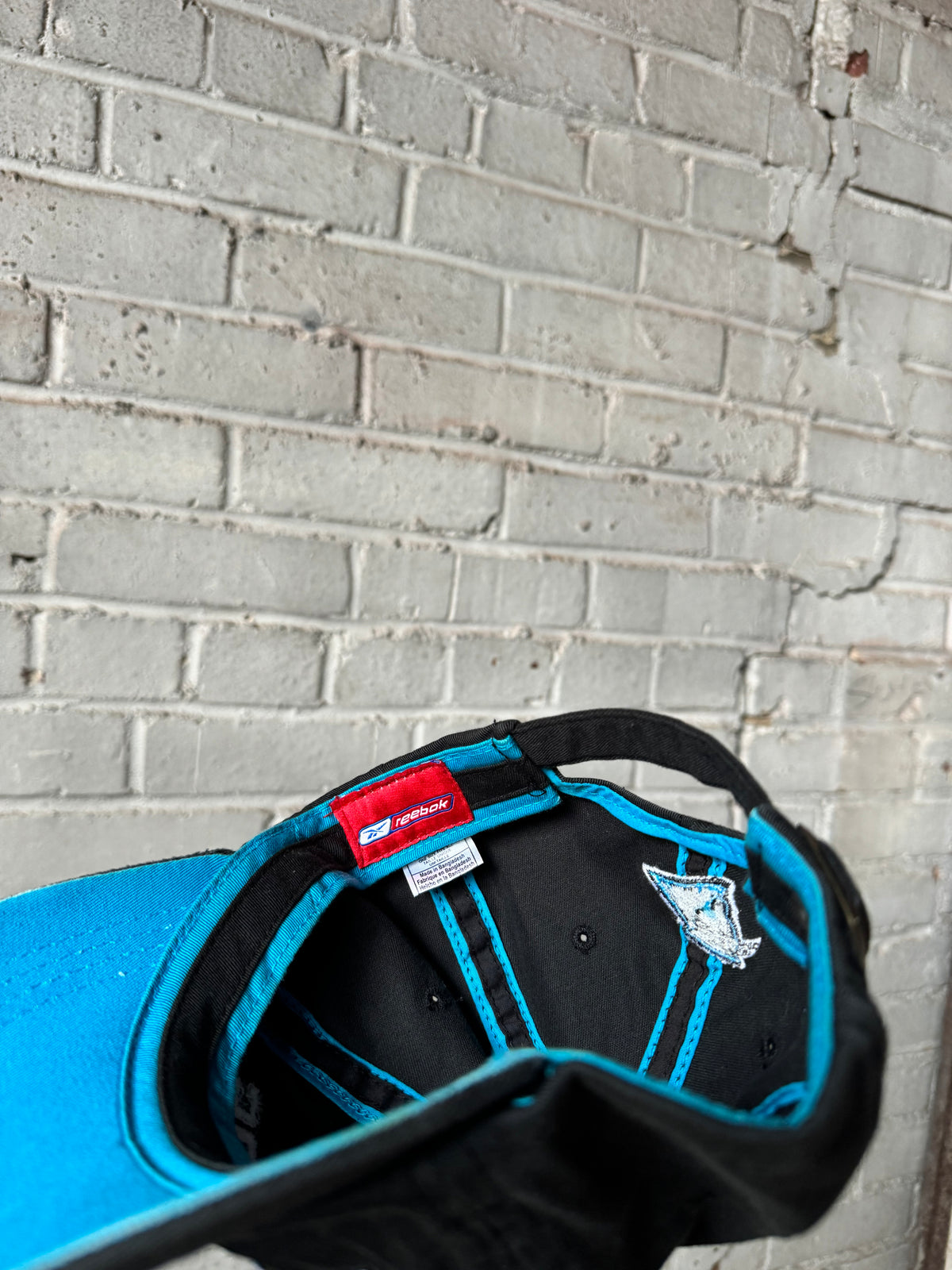 00’s Carolina Panthers Vintage Black Reebok Spellout NFL Strapback Hat (OSFA)