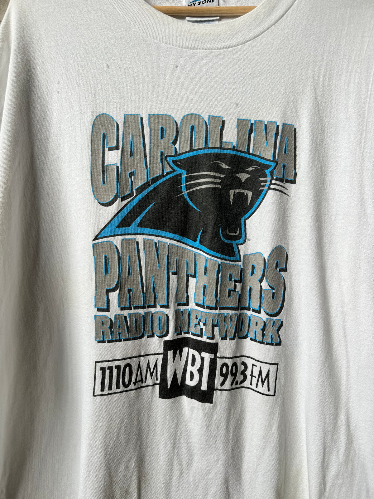90’s Carolina Panthers Radio Network Vintage White NFL Tee (XXL)