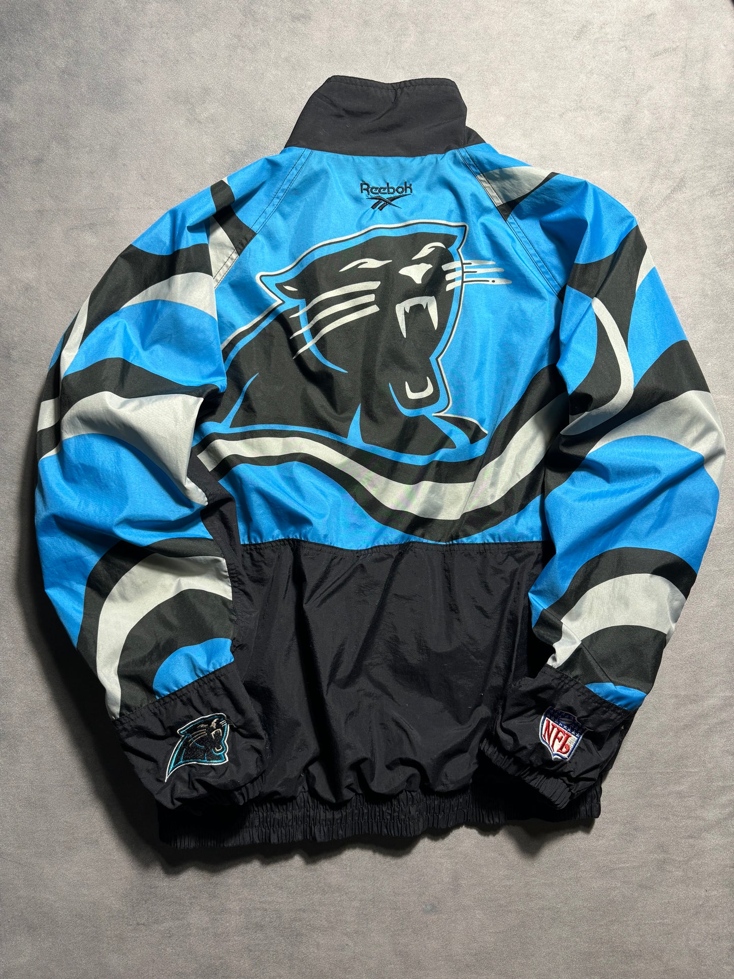 1995 Carolina Panthers Vintage Reebok Big Logo Multi Logo NFL Pro Line Sideline NFL Windbreaker Jacket (XL)