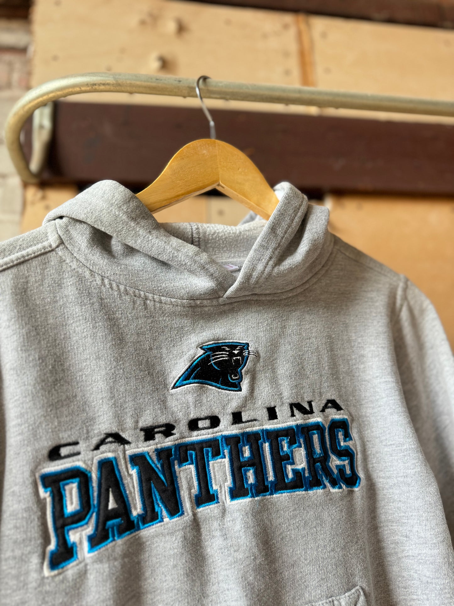 00’s Carolina Panthers Vintage Grey Reebok Embroidered NFL Hoodie (Youth Medium)