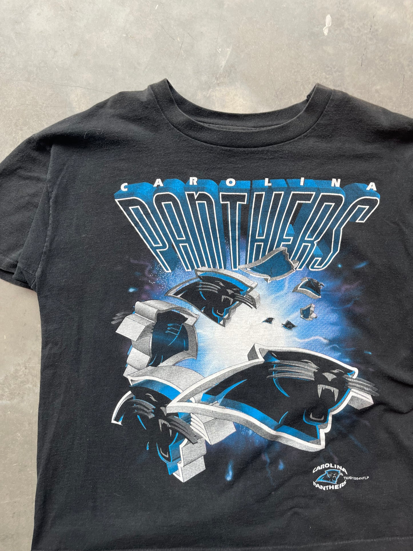 1994 Carolina Panthers Multi Logo Void Vintage NFL Tee (Large)