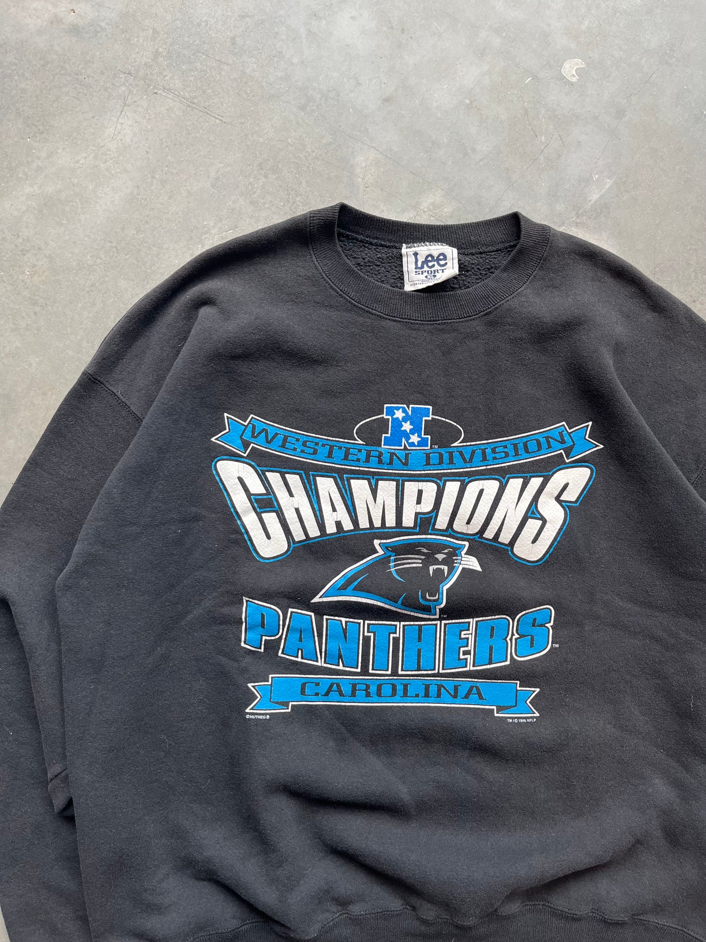1996 Carolina Panthers Western Division Champions Vintage NFL Crewneck Sweatshirt (XL)