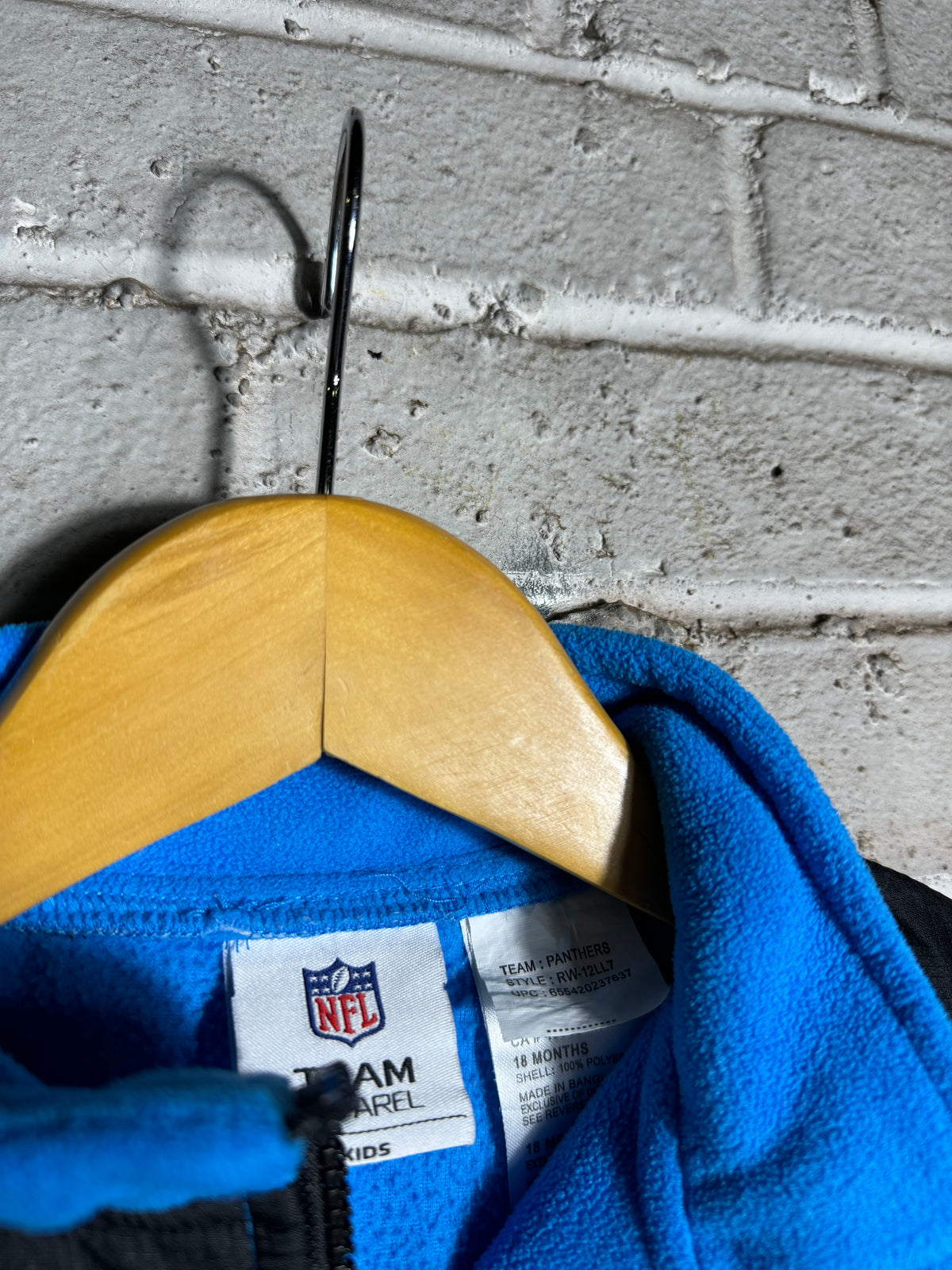 00’s Carolina Panthers Vintage Team NFL Quarter Zip Fleece Pullover (18 Months)