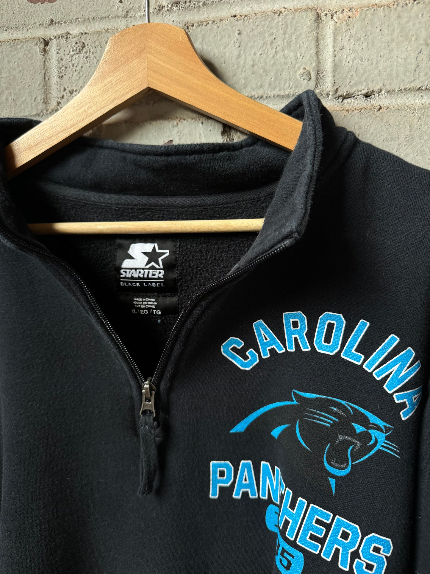 Carolina Panthers Starter Black Label Half Zip NFL Pullover (XL)