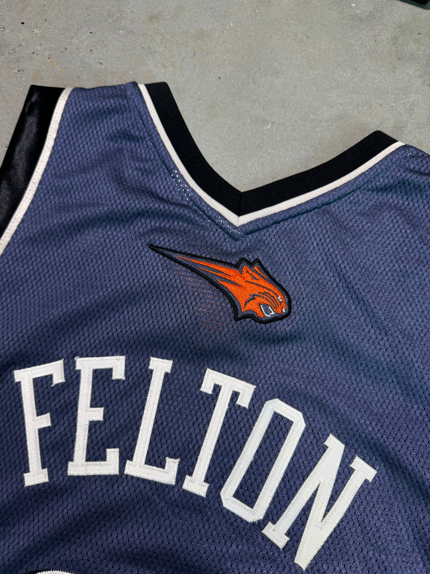 00’s Charlotte Bobcats Raymond Felton Vintage Blue Full Embroidered Adidas NBA Authentic Jersey (44/Large)