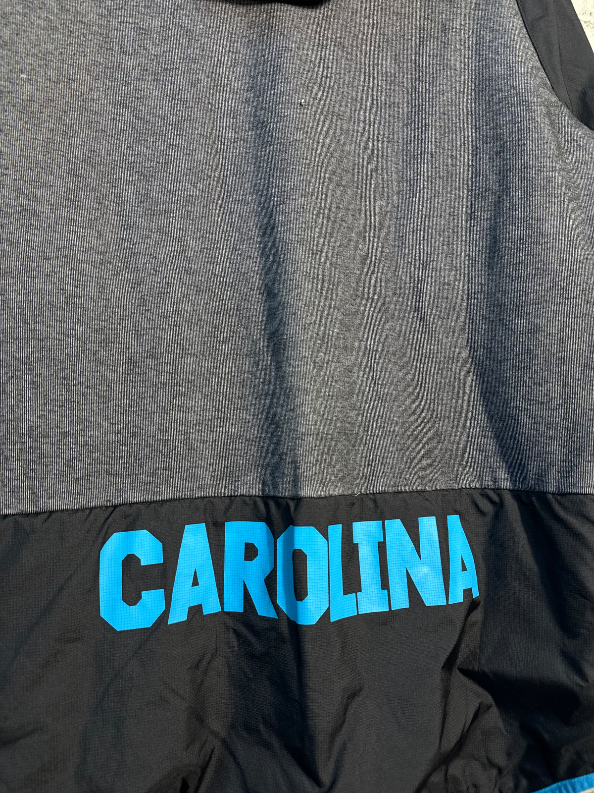 2017 Carolina Panthers Black/Dark Grey Nike Full Zip NFL Back Spellout Jacket (Large)