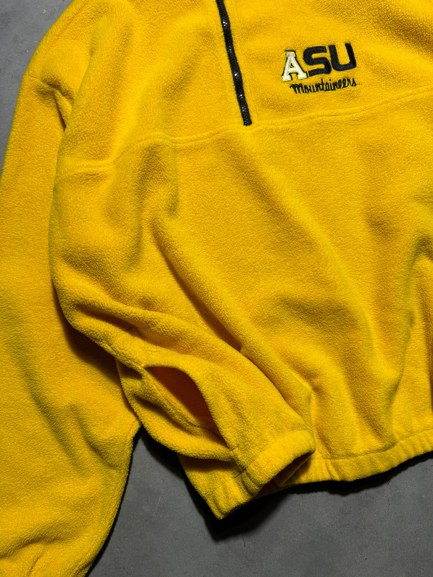 00’s Appalachian State University Mountaineers Vintage Gold Half Zip Fleece College Pullover (XL)