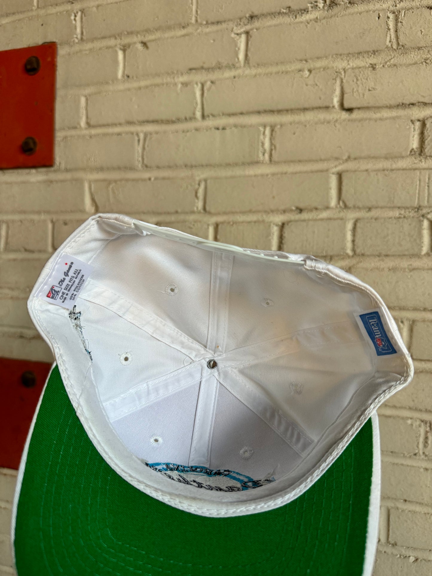 90’s Carolina Panthers Vintage White The Game Script NFL Snapback Hat (OSFA)