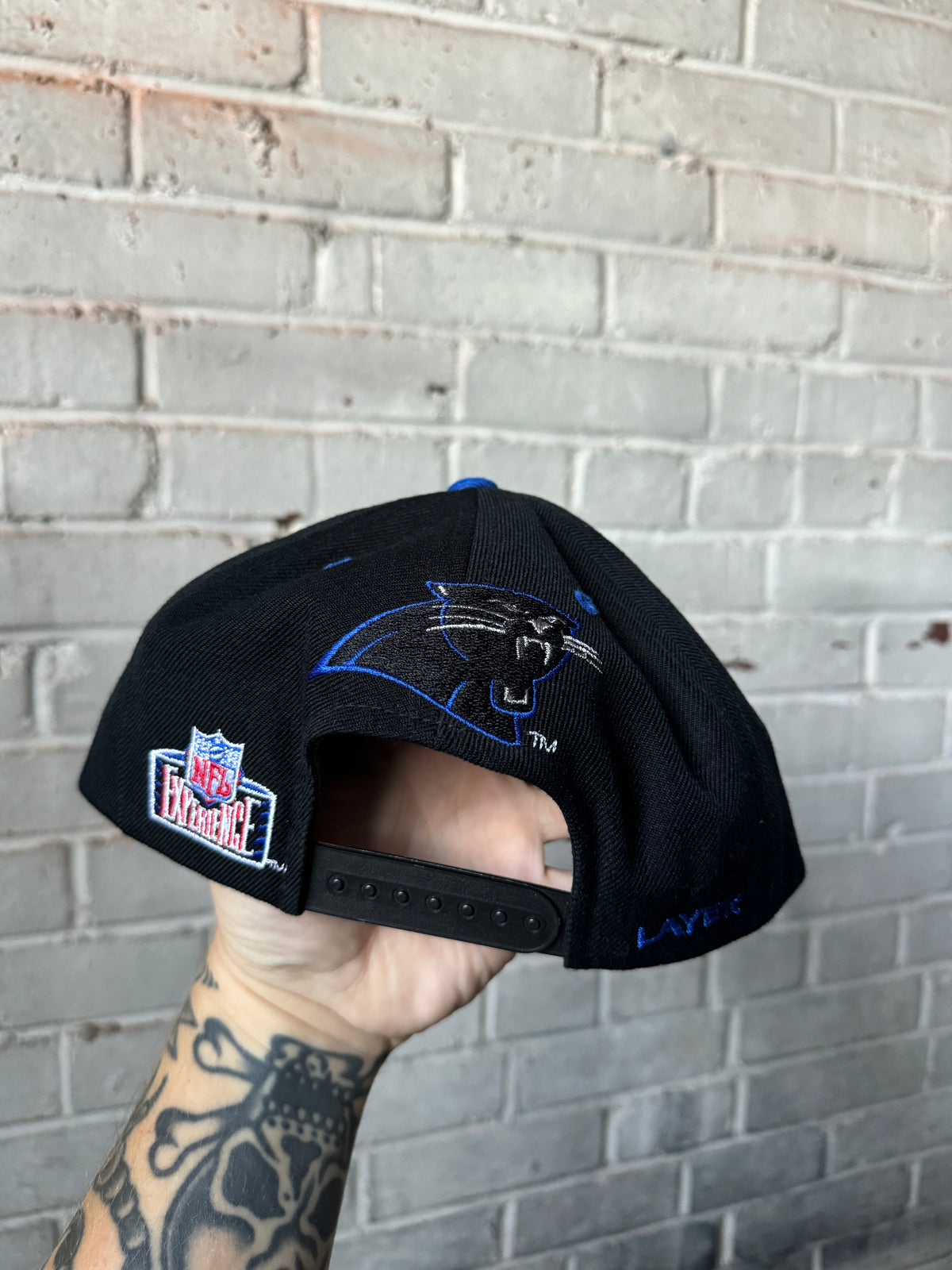 90’s Carolina Panthers Vintage Black Pro Player Repeat Claw Logo NFL Snapback Hat (OSFA)