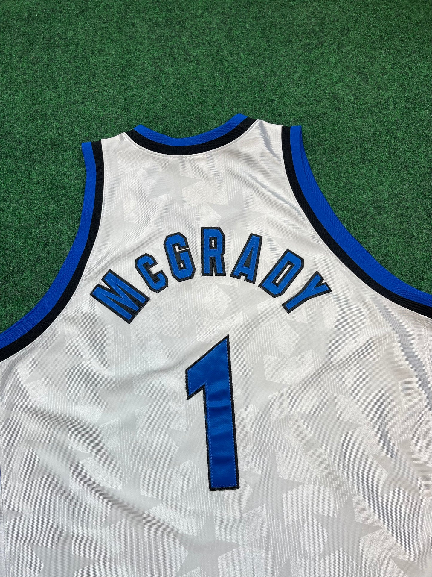 2002 Orlando Magic Tracy McGrady Vintage Stars Print Champion Authentic Jersey (52/XXL)