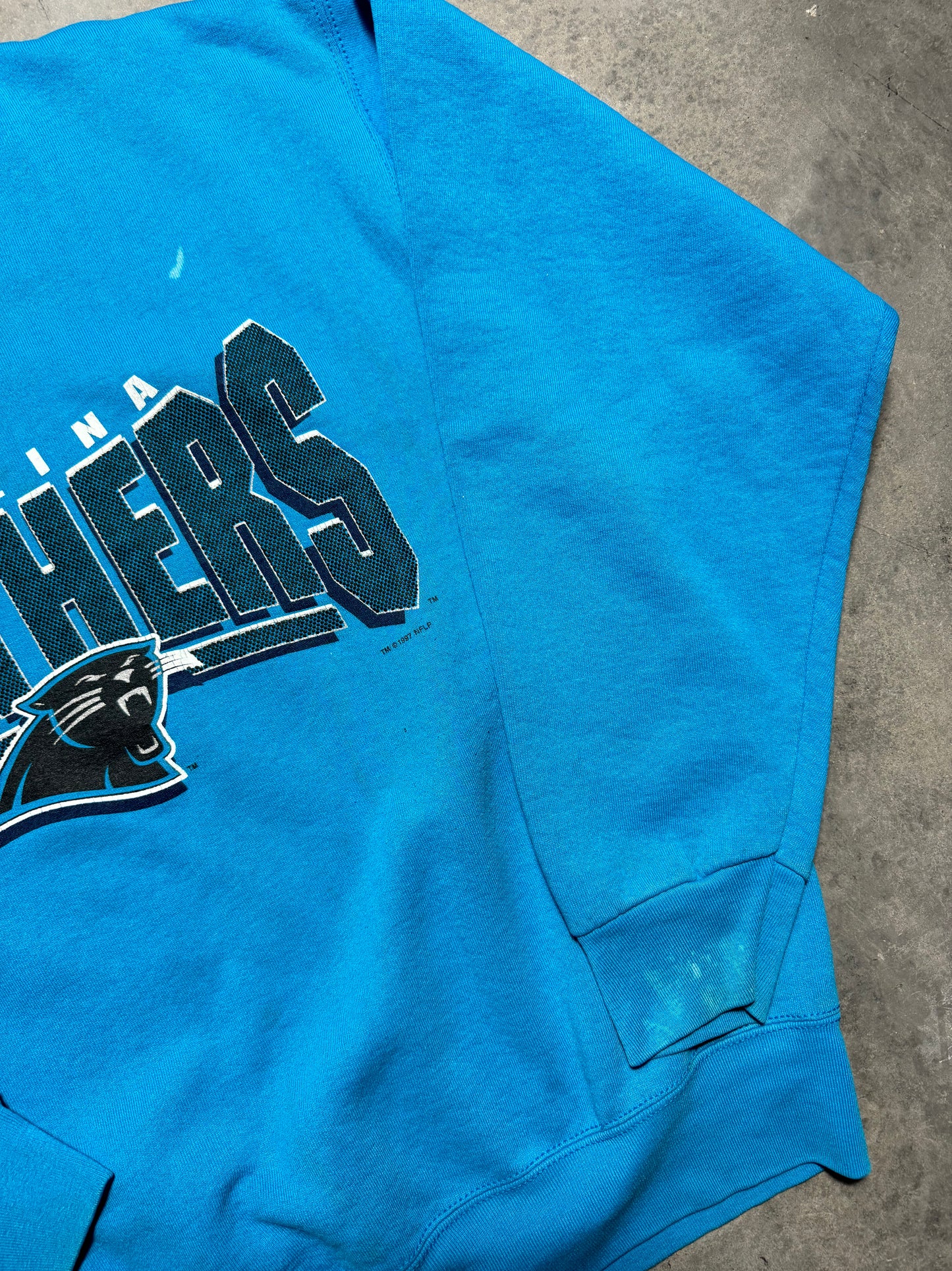 1997 Carolina Panthers Vintage Electric Blue Pro Player Heavyweight NFL Crewneck (XL)