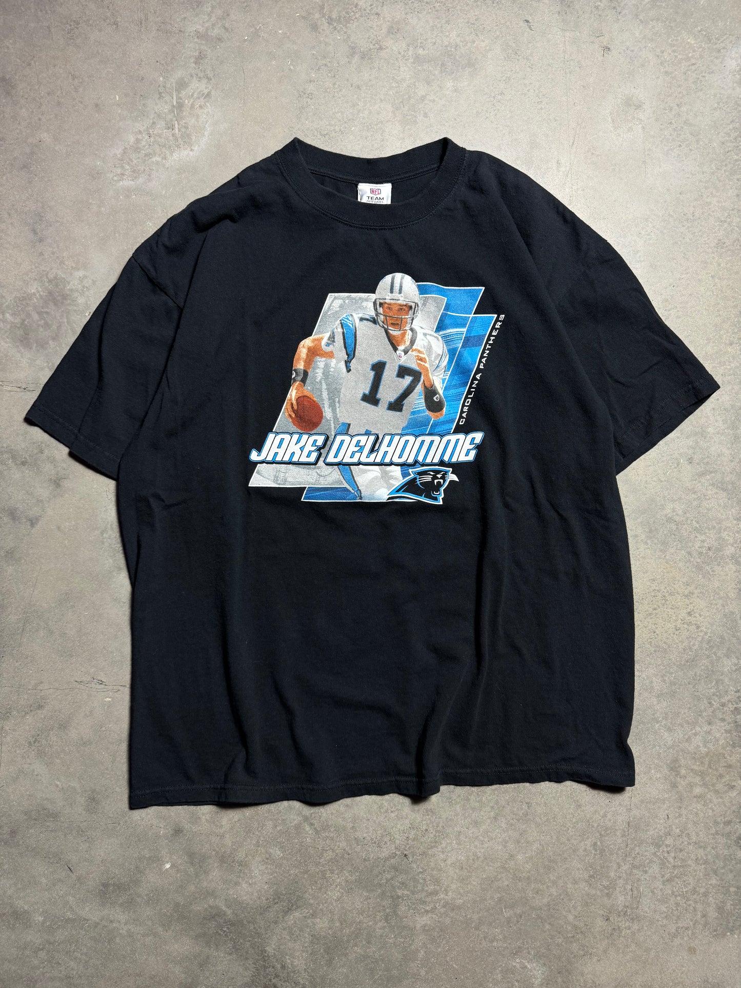 00’s Carolina Panthers Jake Delhomme Vintage Black NFL Player Tee (XL)