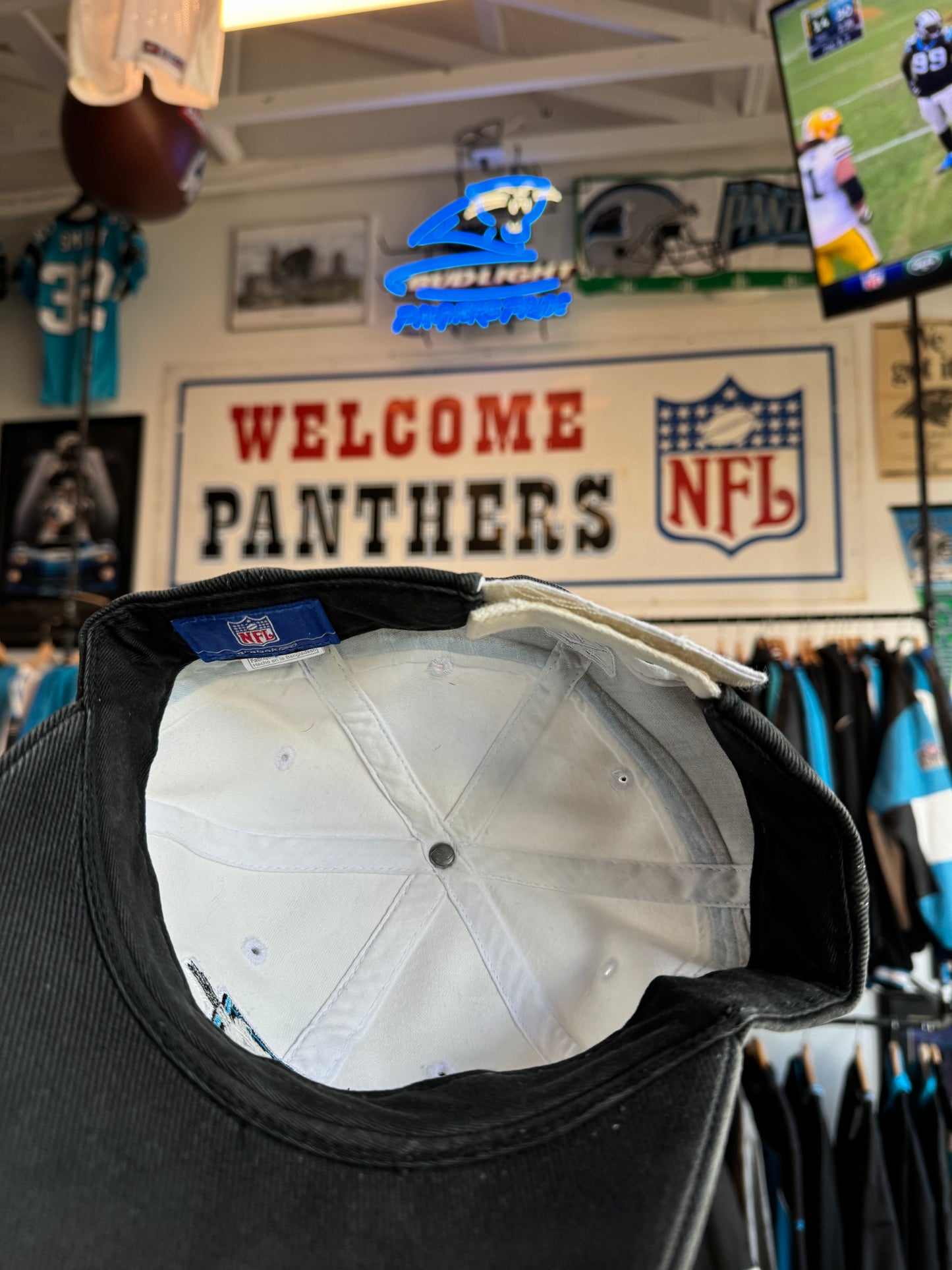 00’s Carolina Panthers Reebok Colorblocked NFL Strapback Hat (OSFA)