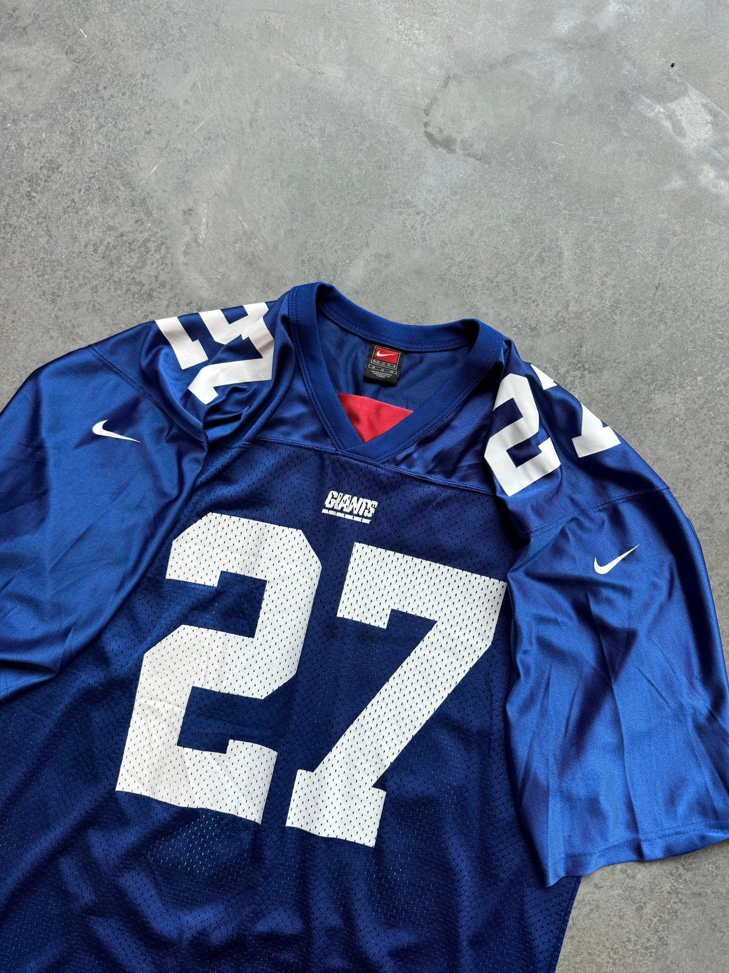 00’s New York Giants Ron Dayne Vintage Blue Nike NFL Jersey (Medium)