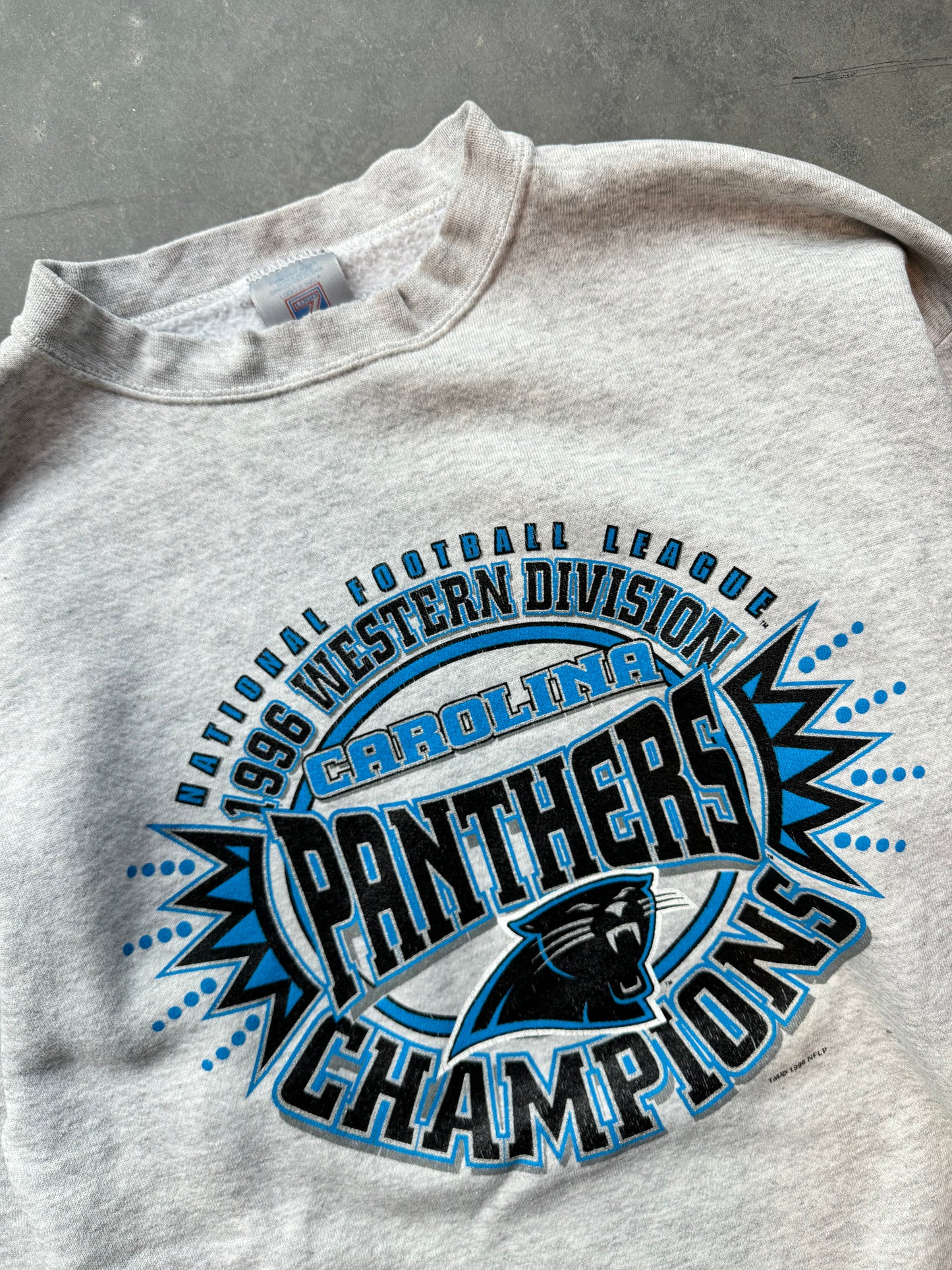1996 Carolina Panthers Vintage Heather Grey NFC Western Division Champions NFL Crewneck (Large)