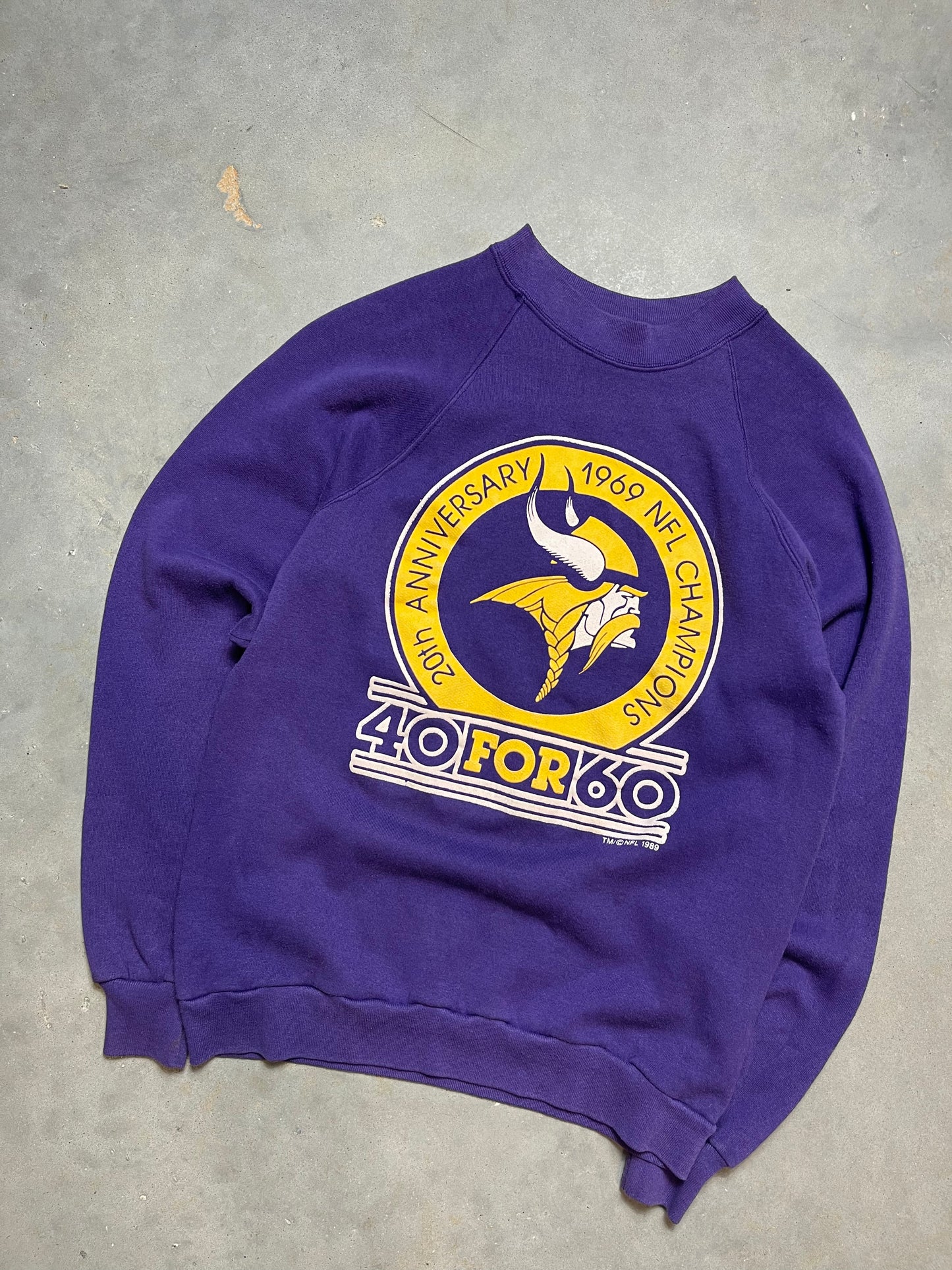 1989 Minnesota Vikings Vintage 40 for 60 NFL Crewneck (Small)