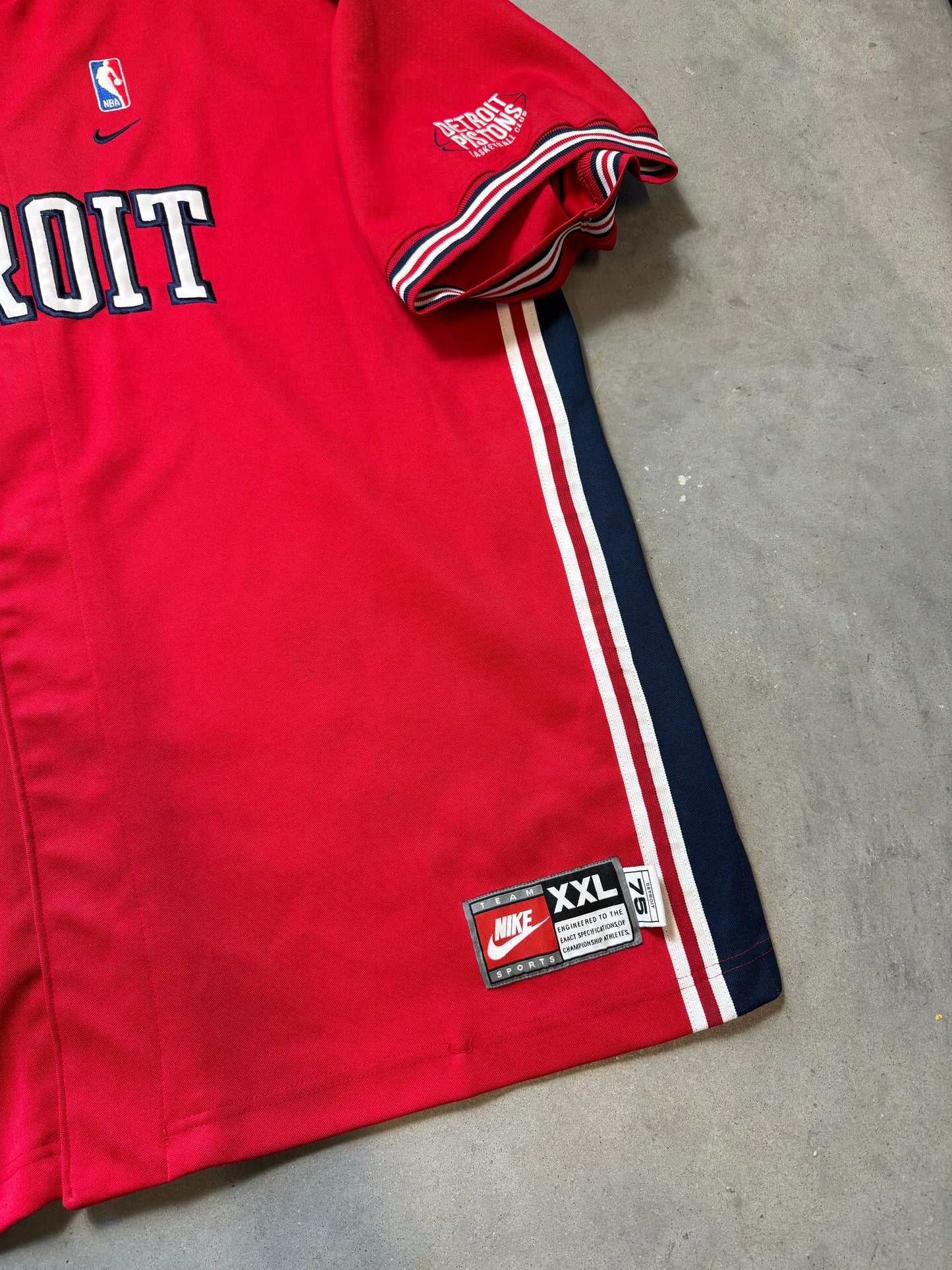 00’s Detroit Pistons Basketball Club Vintage Nike Rewind Series Heavyweight NBA Warm Up Jacket (XXL)