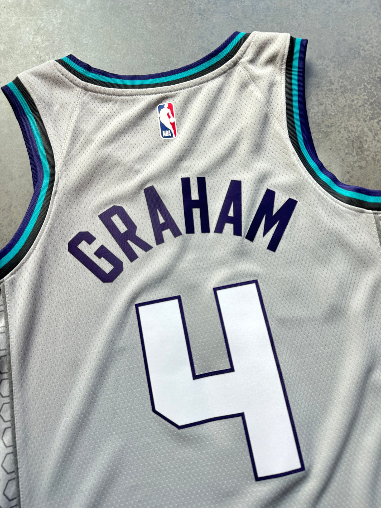 2019/2020 Charlotte Hornets Devonte Graham Light Grey City Jersey Alternate Jordan Brand NBA Jersey (44/Medium)