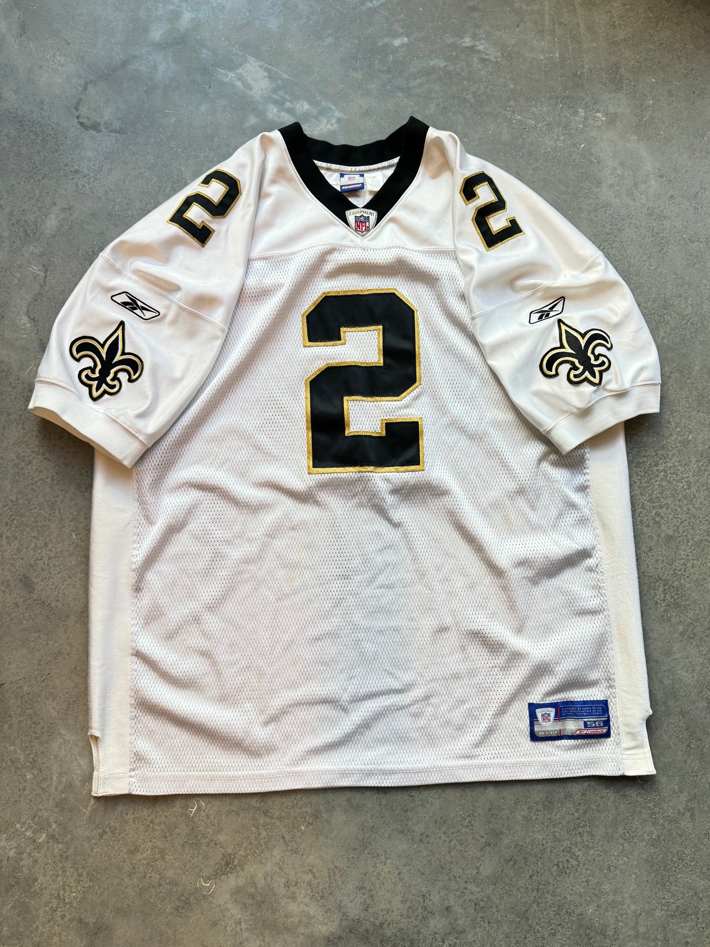 00’s New Orleans Saints Aaron Brooks Vintage White Reebok Fully Stitched NFL On Field Authentic Jersey (56/XXXL)