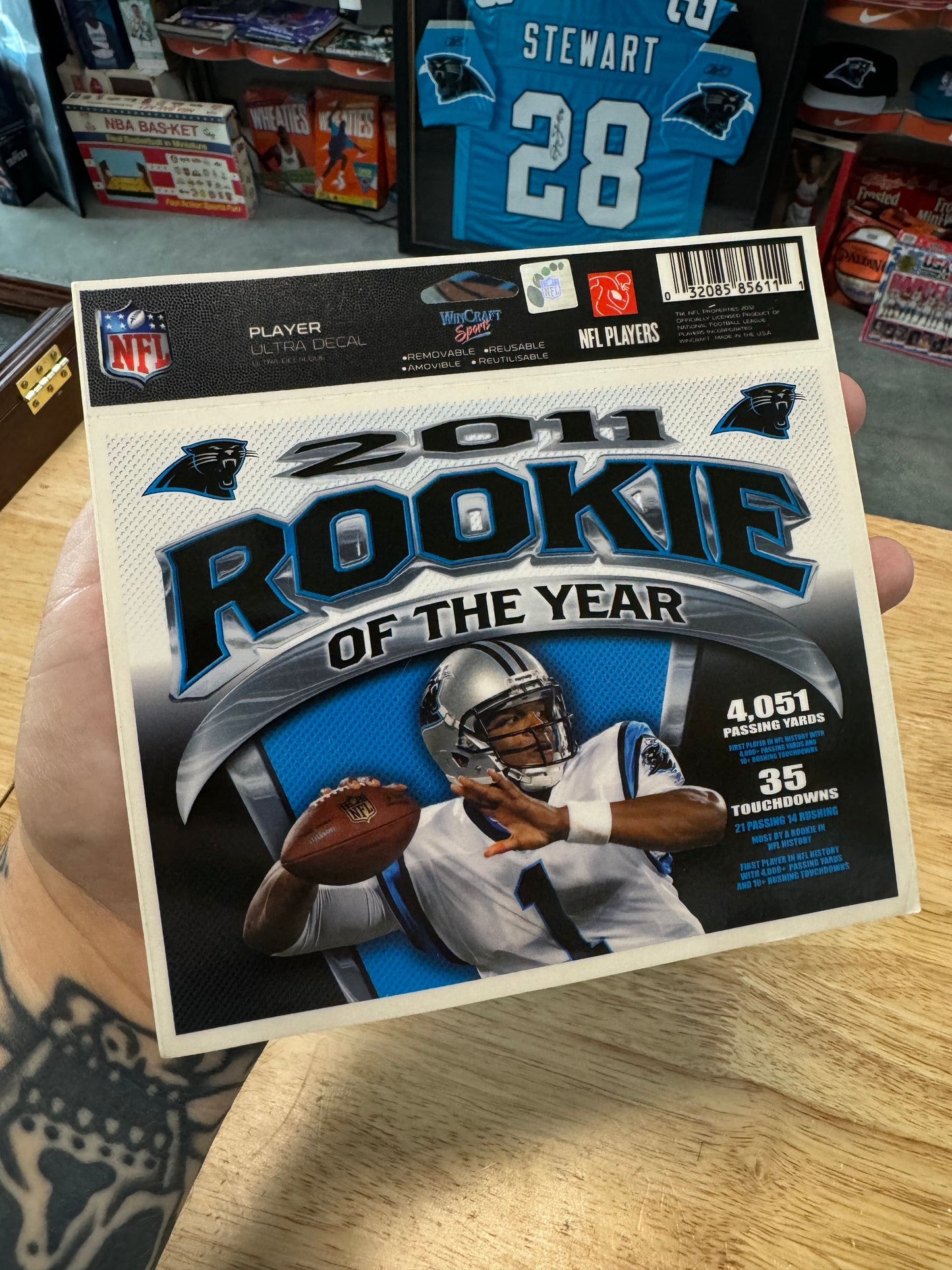 2011 Carolina Panthers Cam Newton Rookie Of The Year Vintage NFL Sticker - Brand New (5.5” x 5.5”)