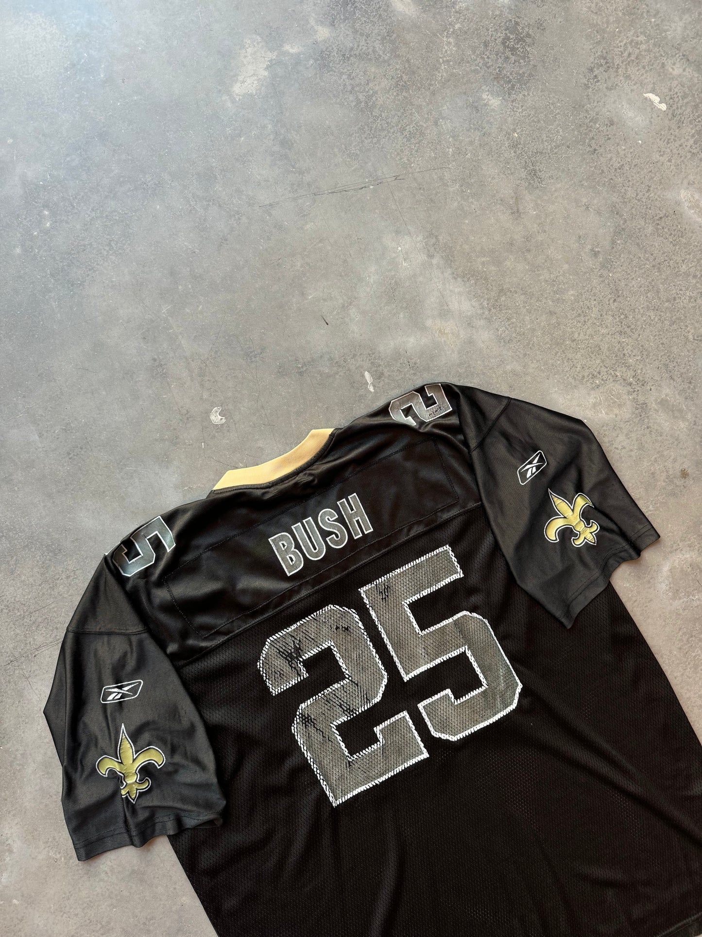 00’s New Orleans Saints Reggie Bush Vintage Black Reebok NFL Jersey (XXL)
