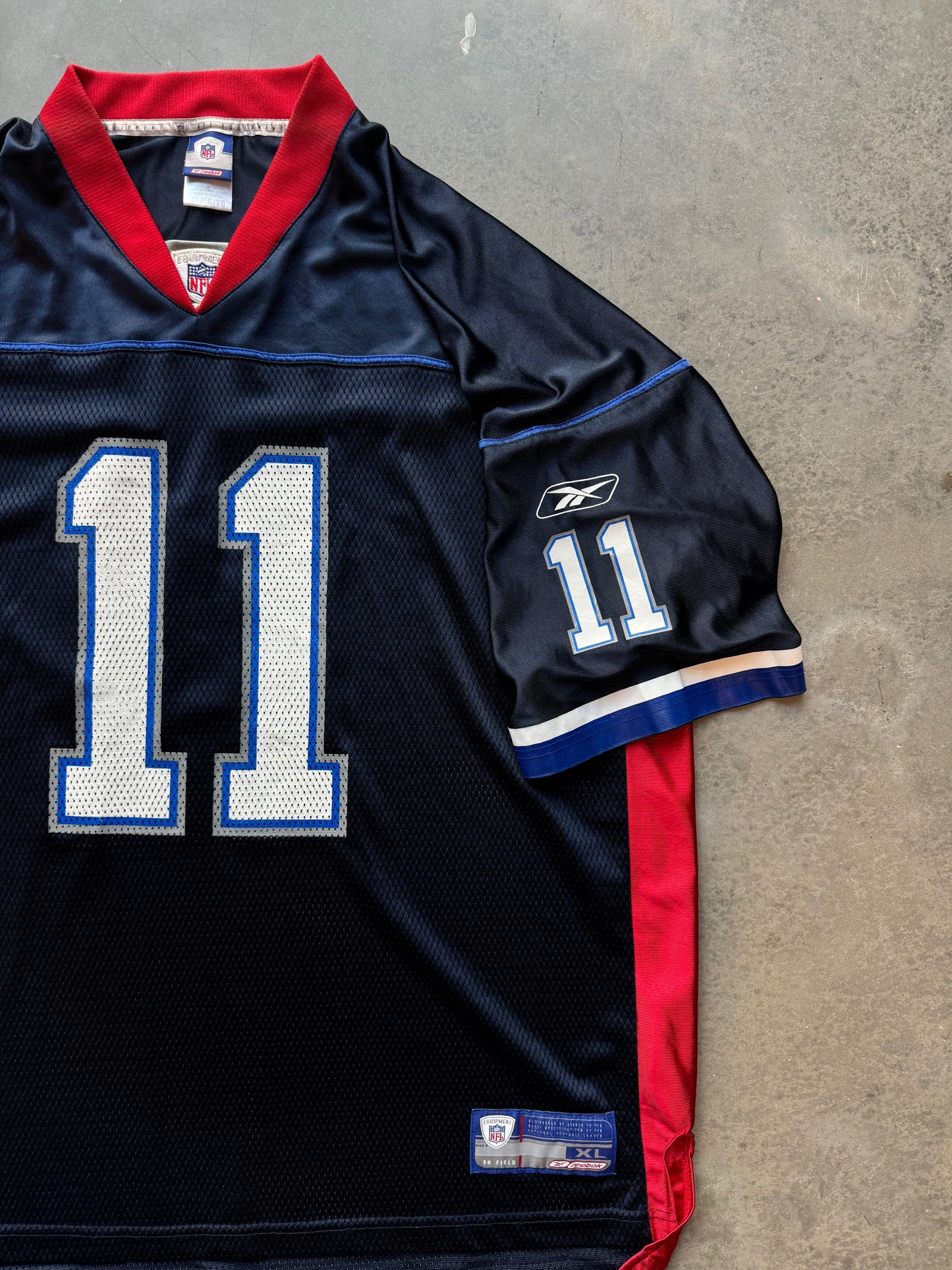 00’s Buffalo Bills Drew Bledsoe Vintage Navy Blue Reebok NFL Jersey (XL)
