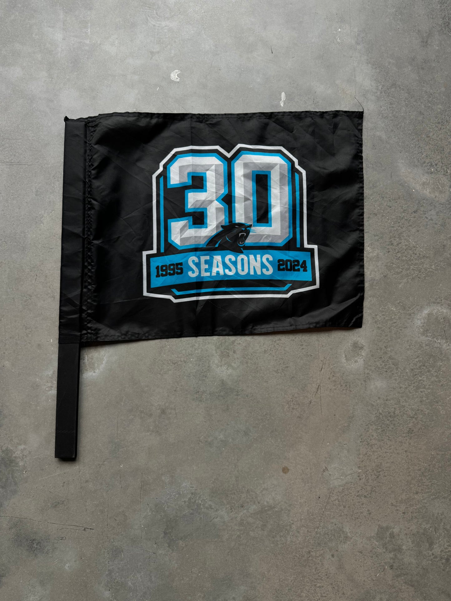 2024 Carolina Panthers 30th Season Franchise Anniversary Home Opener Display Fan Flag