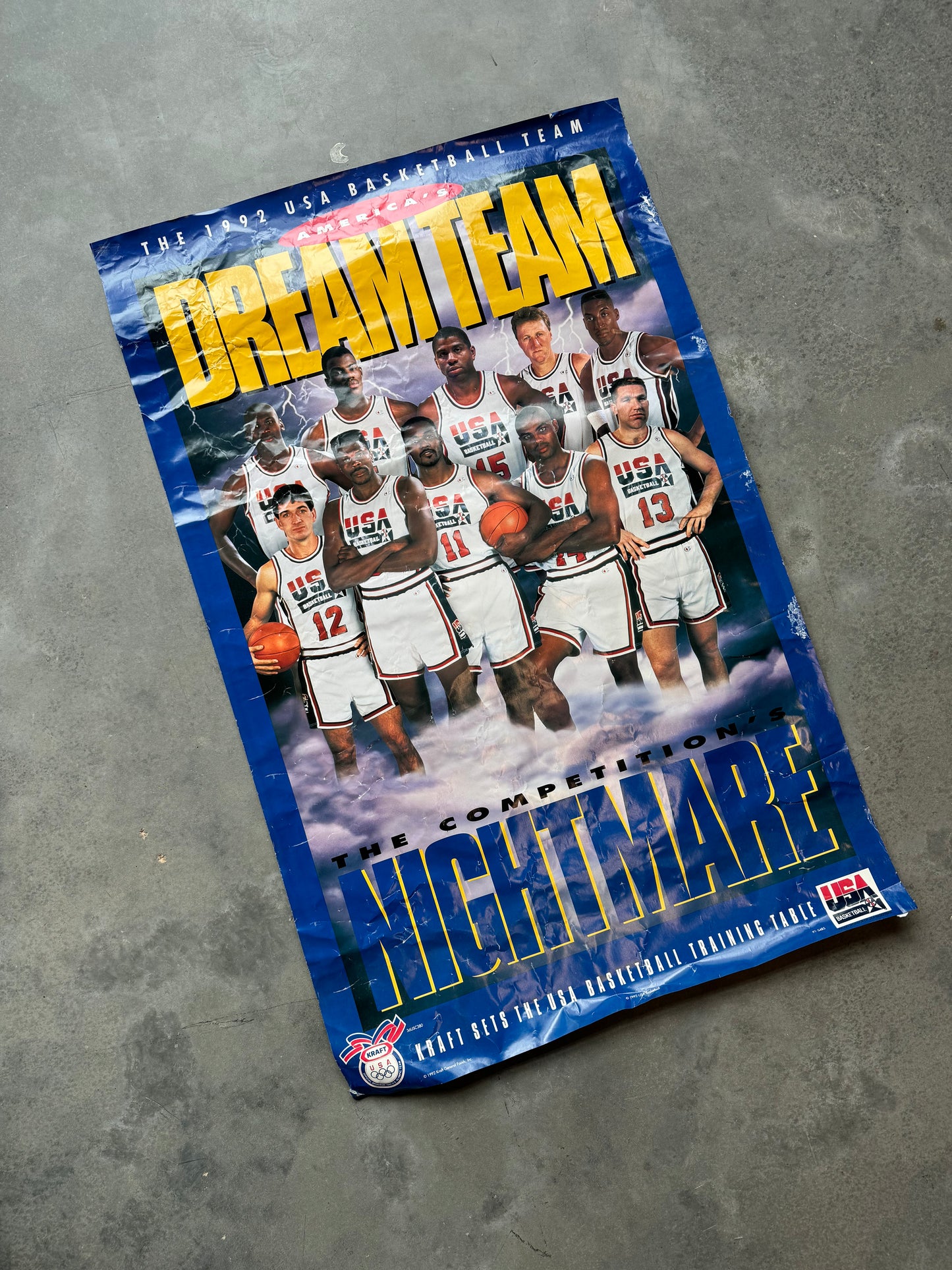 1992 USA Basketball Dream Team x Kraft “The Competition’s Nightmare” Vintage NBA Poster (23”x35”)