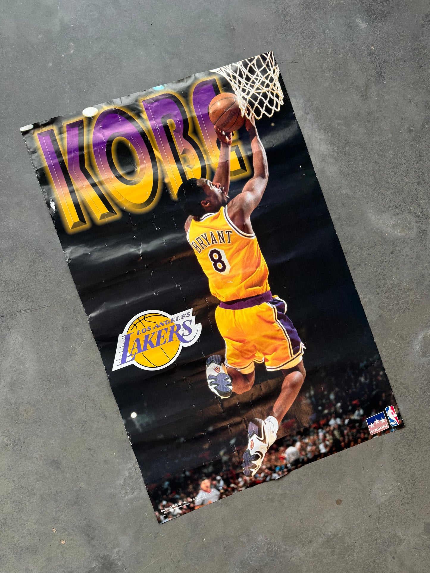 1998 Los Angeles Lakers Kobe Bryant Vintage Starline Slam Dunk NBA Poster (22”x35”)