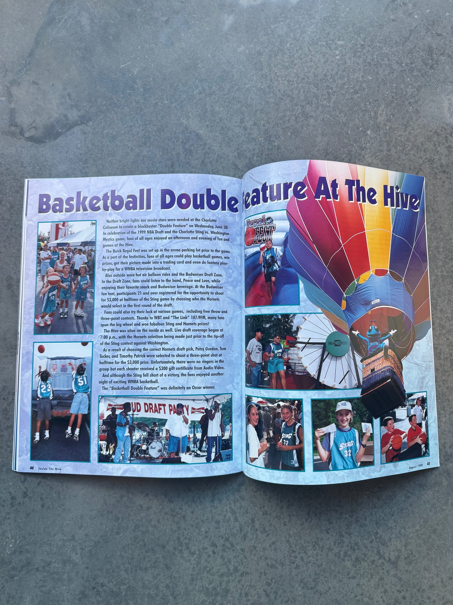 1999 Charlotte Hornets Baron Davis Rookie Draft Pick “The Hive” Magazine Featuring the Charlotte Sting Vintage NBA Coffee Table Book - Signed