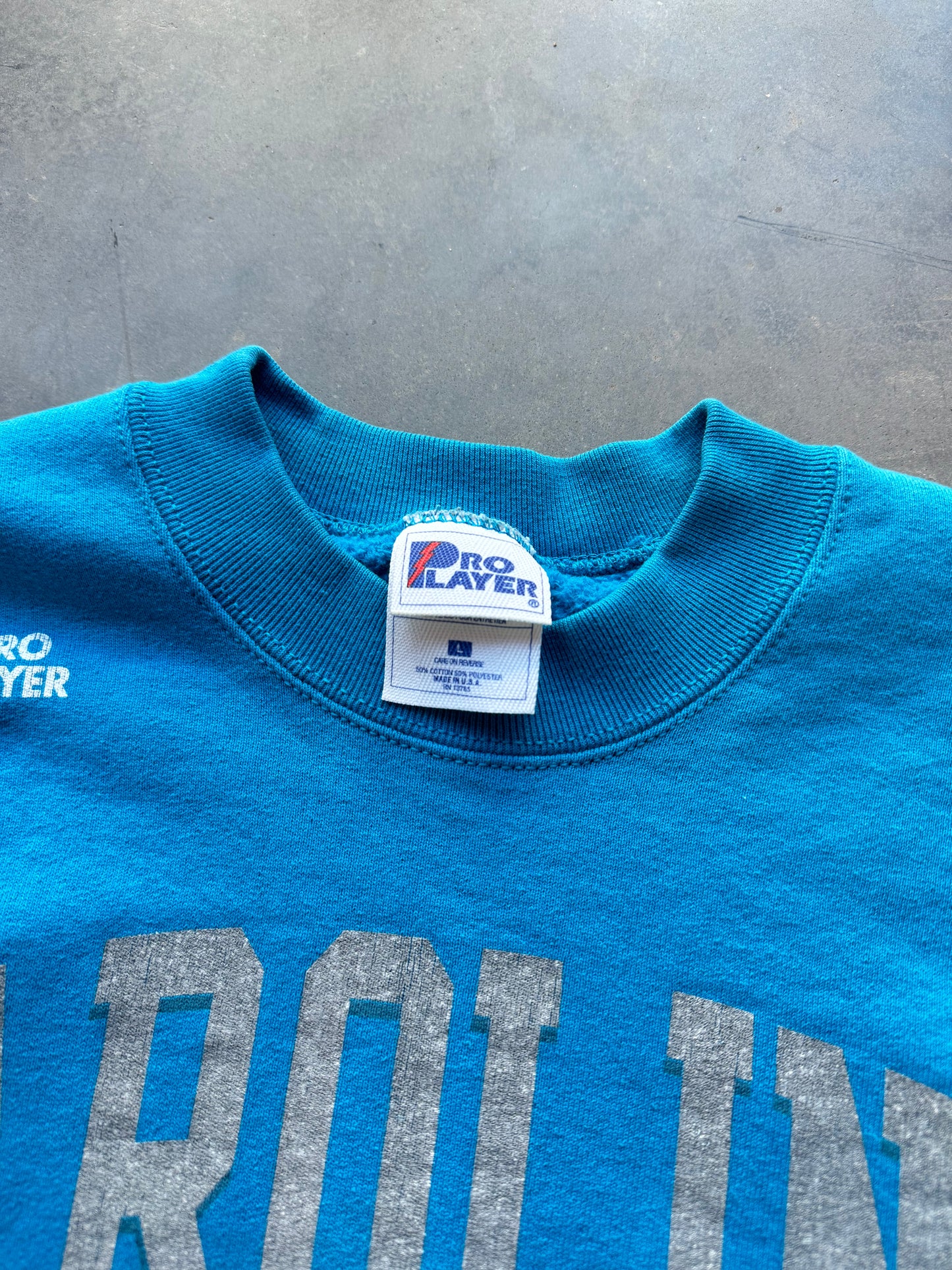1996 Carolina Panthers Vintage Pro Player Arch Spellout NFL Crewneck (Large)