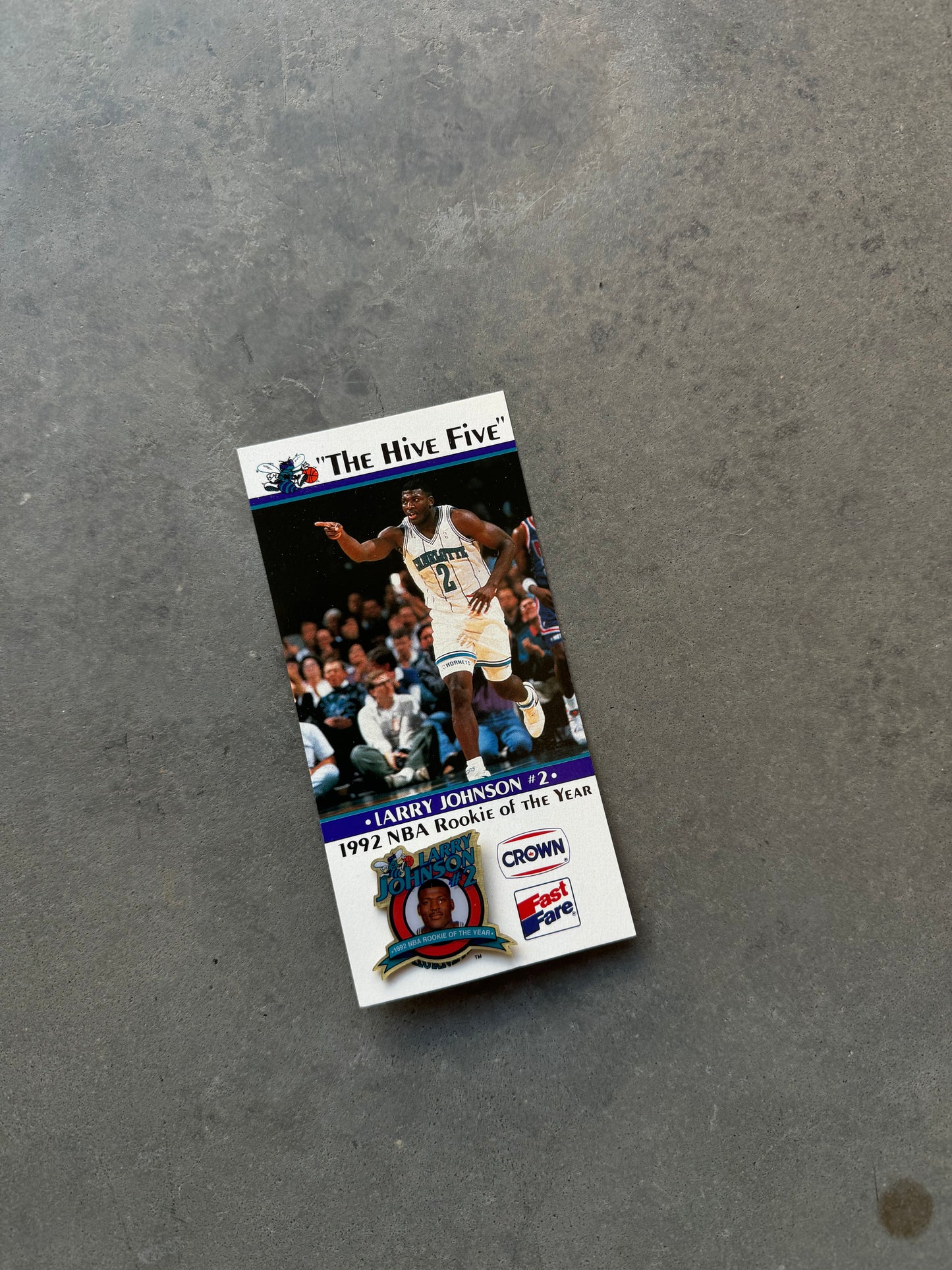 1992 Charlotte Hornets Larry Johnson NBA Rookie of the Year NBA Pin - Brand New