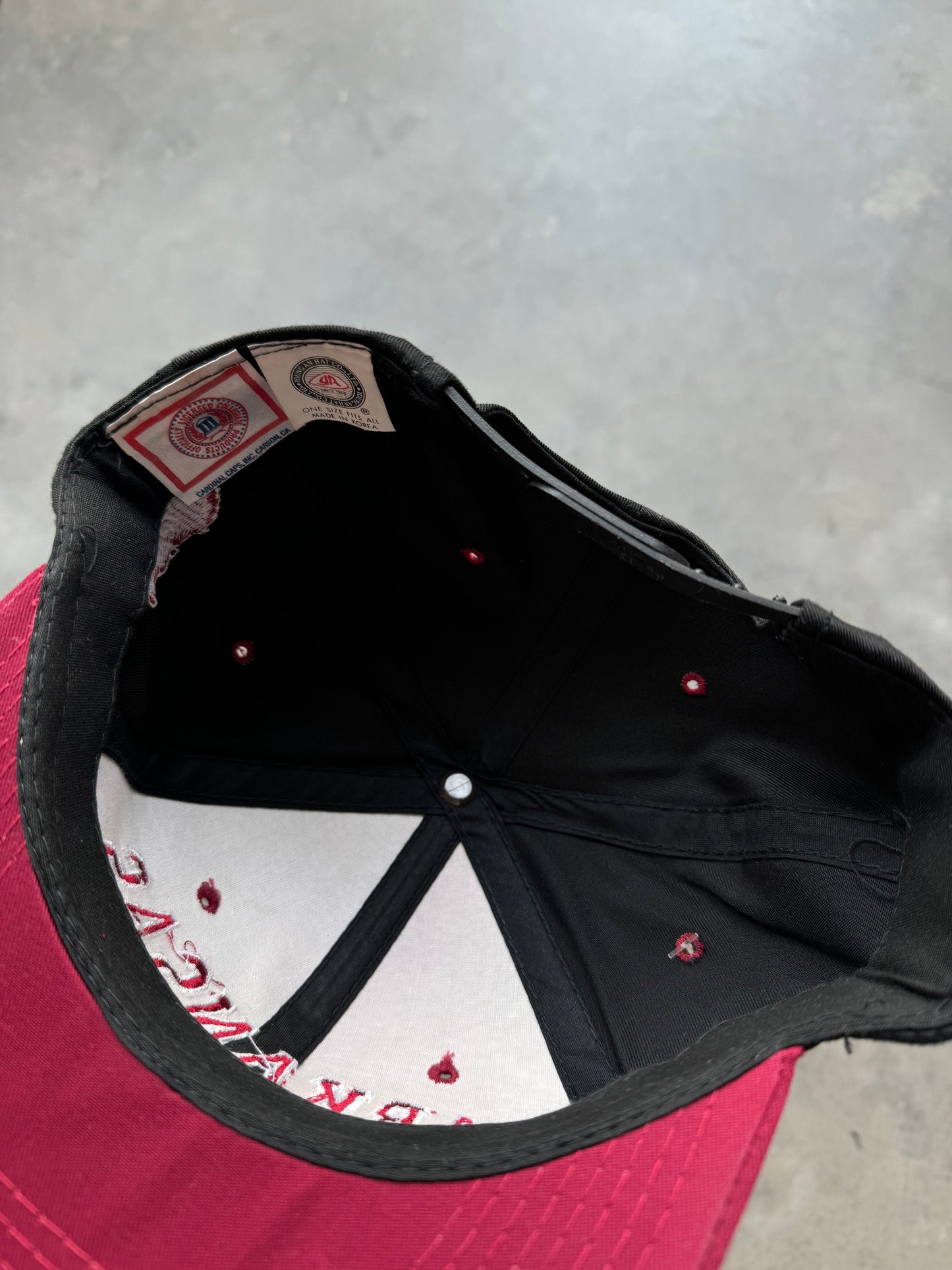 90’s Arkansas Razorbacks Vintage Black Maroon College Snapback Hat - Deadstock (OSFA)