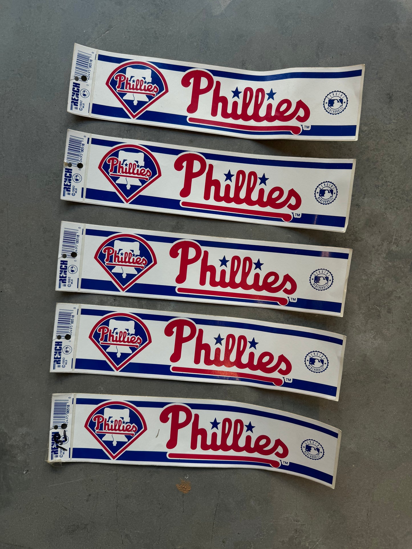 1992 Philadelphia Phillies Vintage Trench Sportswear Stickers - 5 Pack