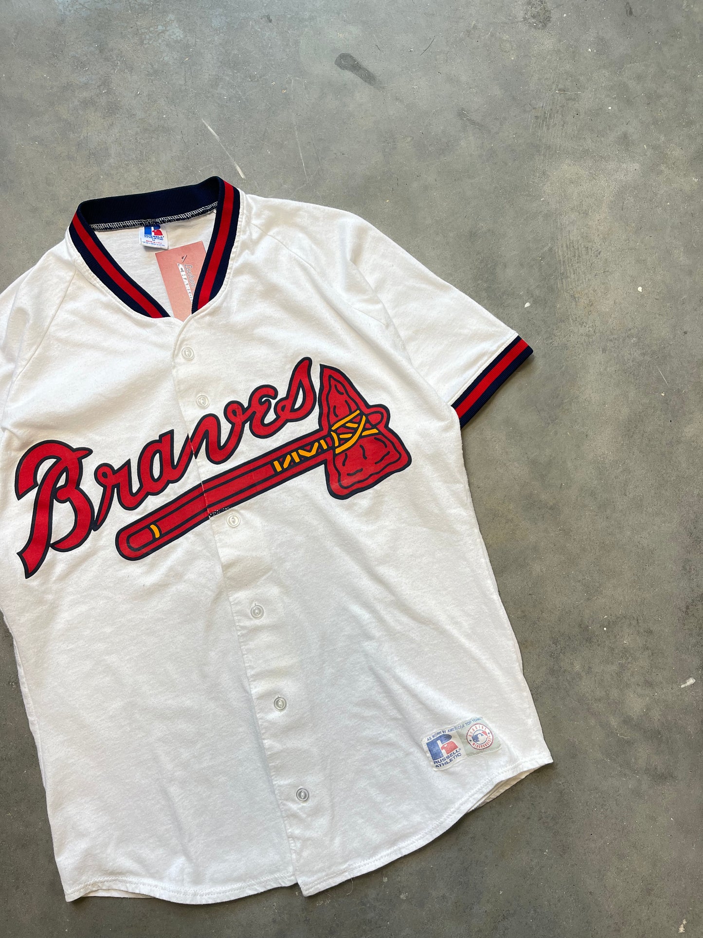 80's Atlanta Braves MLB Russell Athletic Vintage Baseball Jersey (Medium)