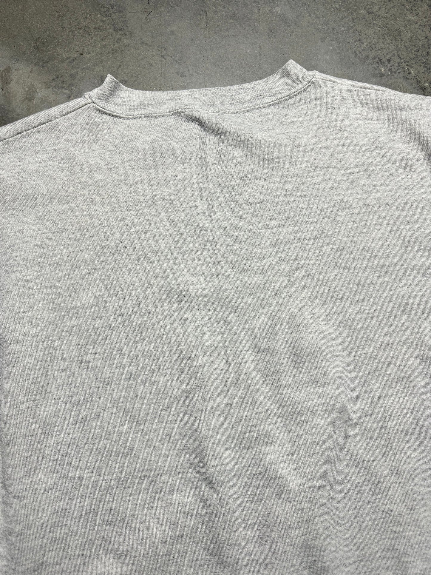 1993 Carolina Panthers Vintage Locker Line Heather Grey Sphere Spellout NFL Crewneck (Large)