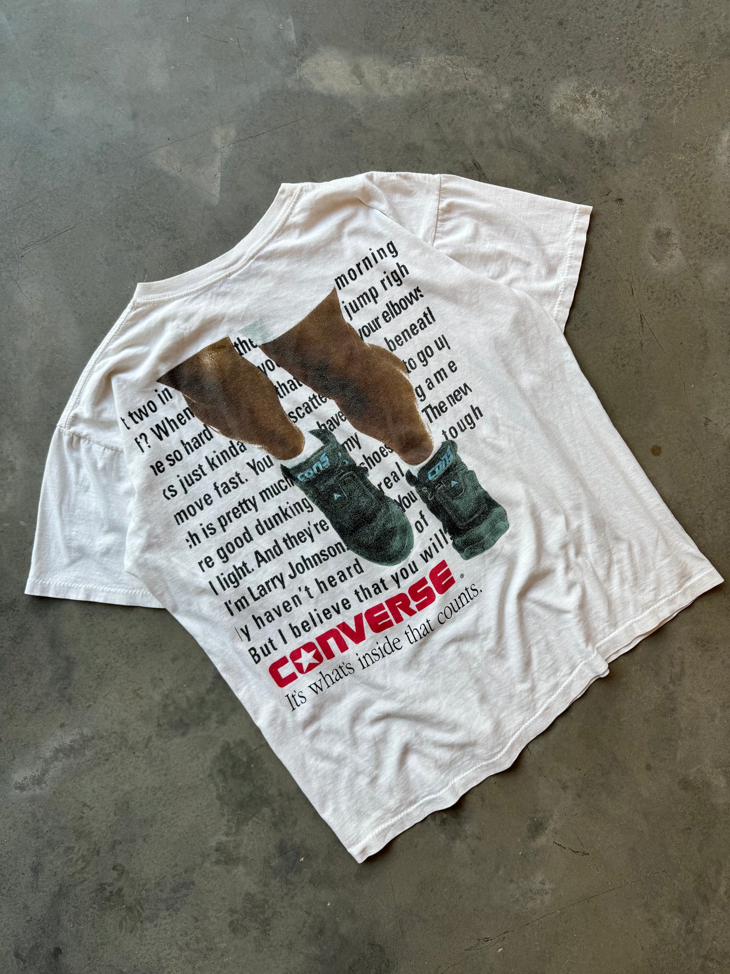 90’s Converse x Larry Johnson Charlotte Hornets Grandmama Vintage Salem Sportswear NBA Rookie of the Year Big Face Tee (XL)