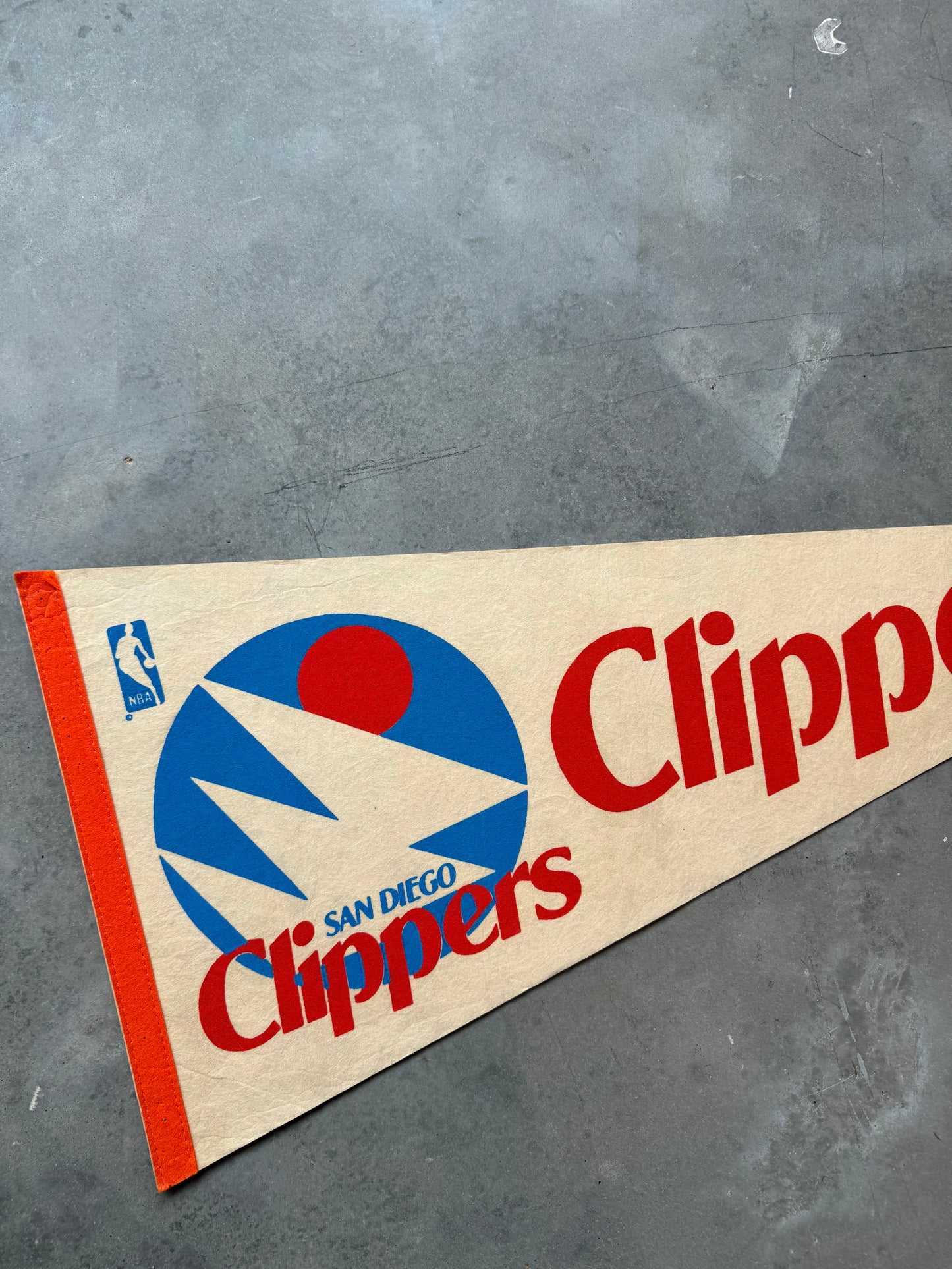 70’s San Diego Clippers Vintage Off White NBA Pennant
