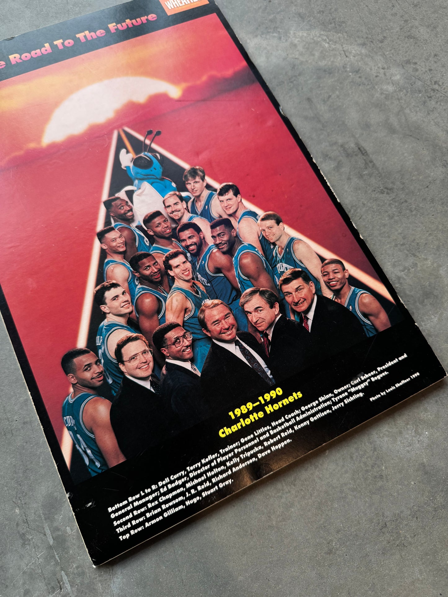 1989/1990 Charlotte Hornets x Wheaties Vintage Second Year Team Roster Photo NBA Poster