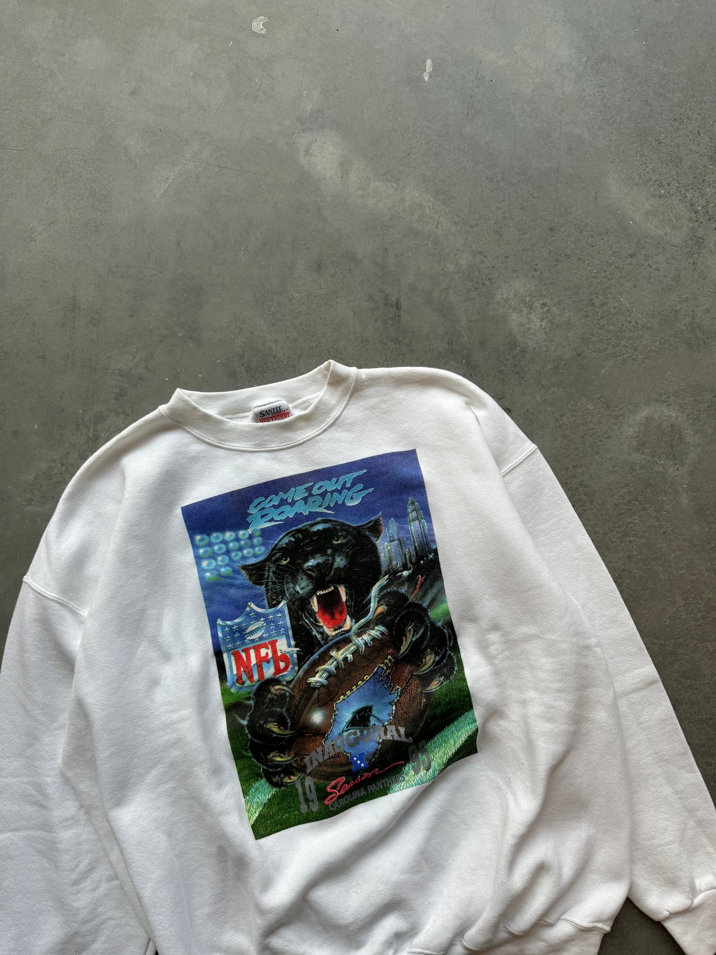 1995 Carolina Panthers Vintage Inaugural Season “Come Out Roaring!” NFL Crewneck - Deadstock (XL)