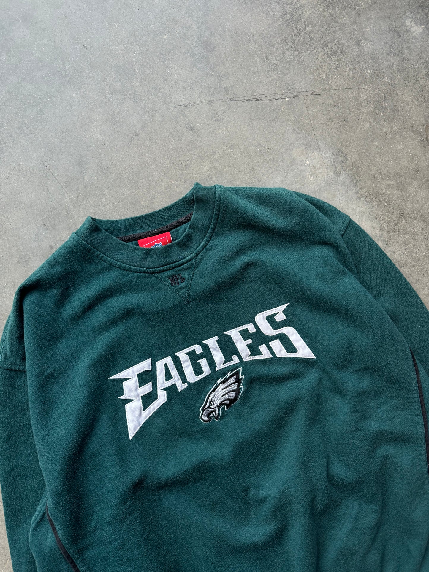 00’s Philadelphia Eagles Vintage Midnight Green Embroidered NFL Spellout Crewneck (XL)