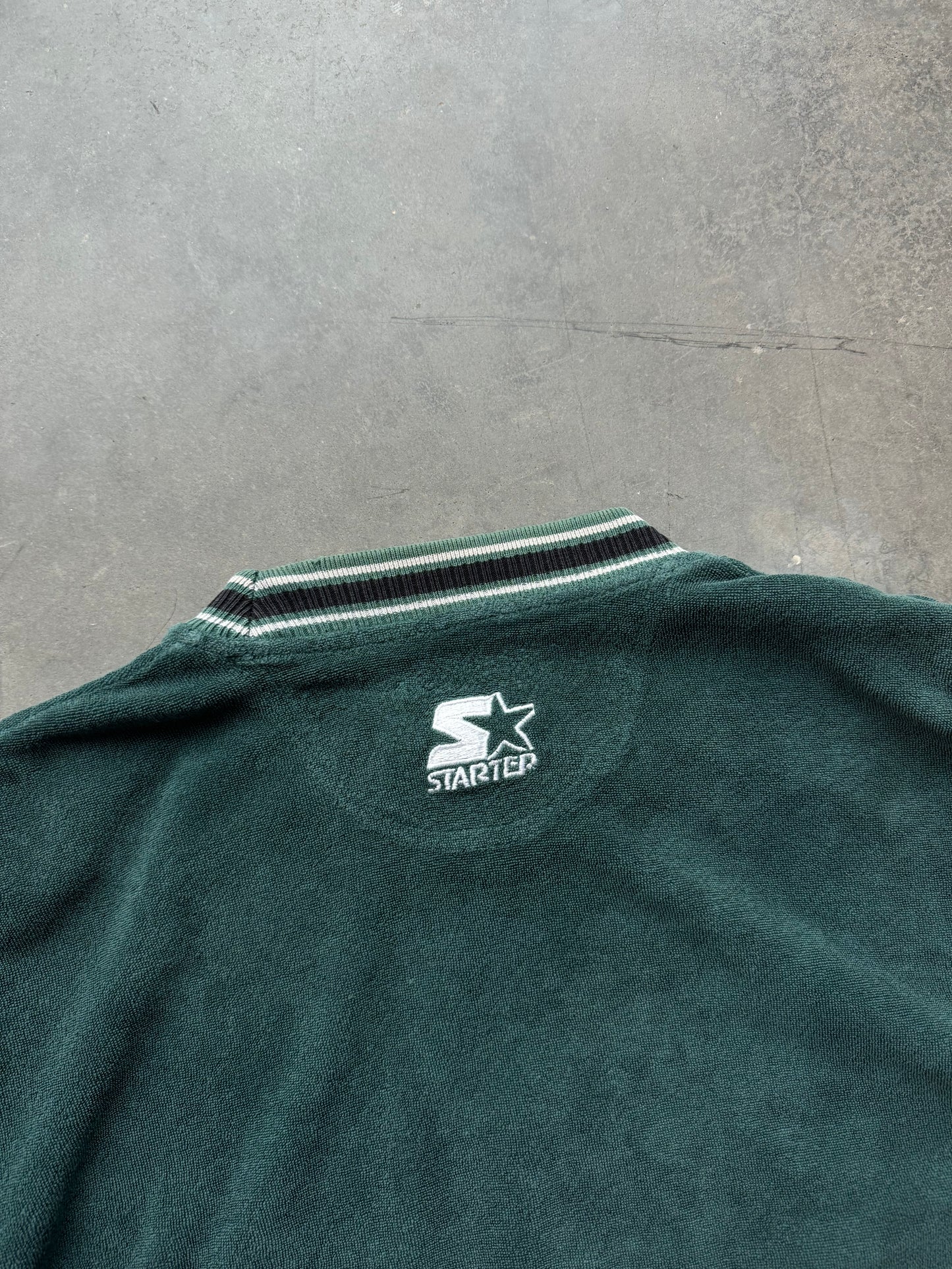 90’s Philadelphia Eagles Vintage Midnight Green Starter Embroidered Heavyweight NFL Crewneck (Large)