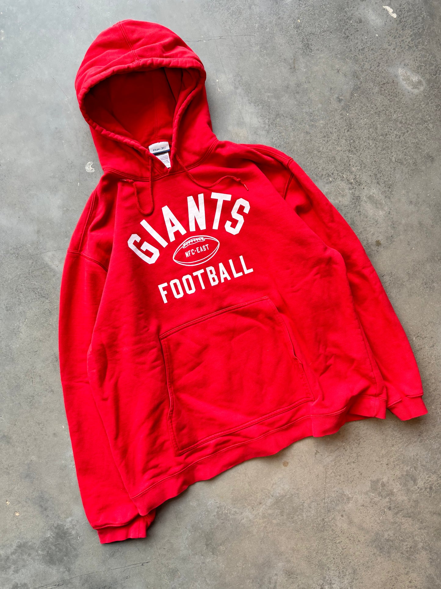 00’s New York Giants Vintage Red Reebok Practice Style Heavyweight NFL Hoodie (XL)