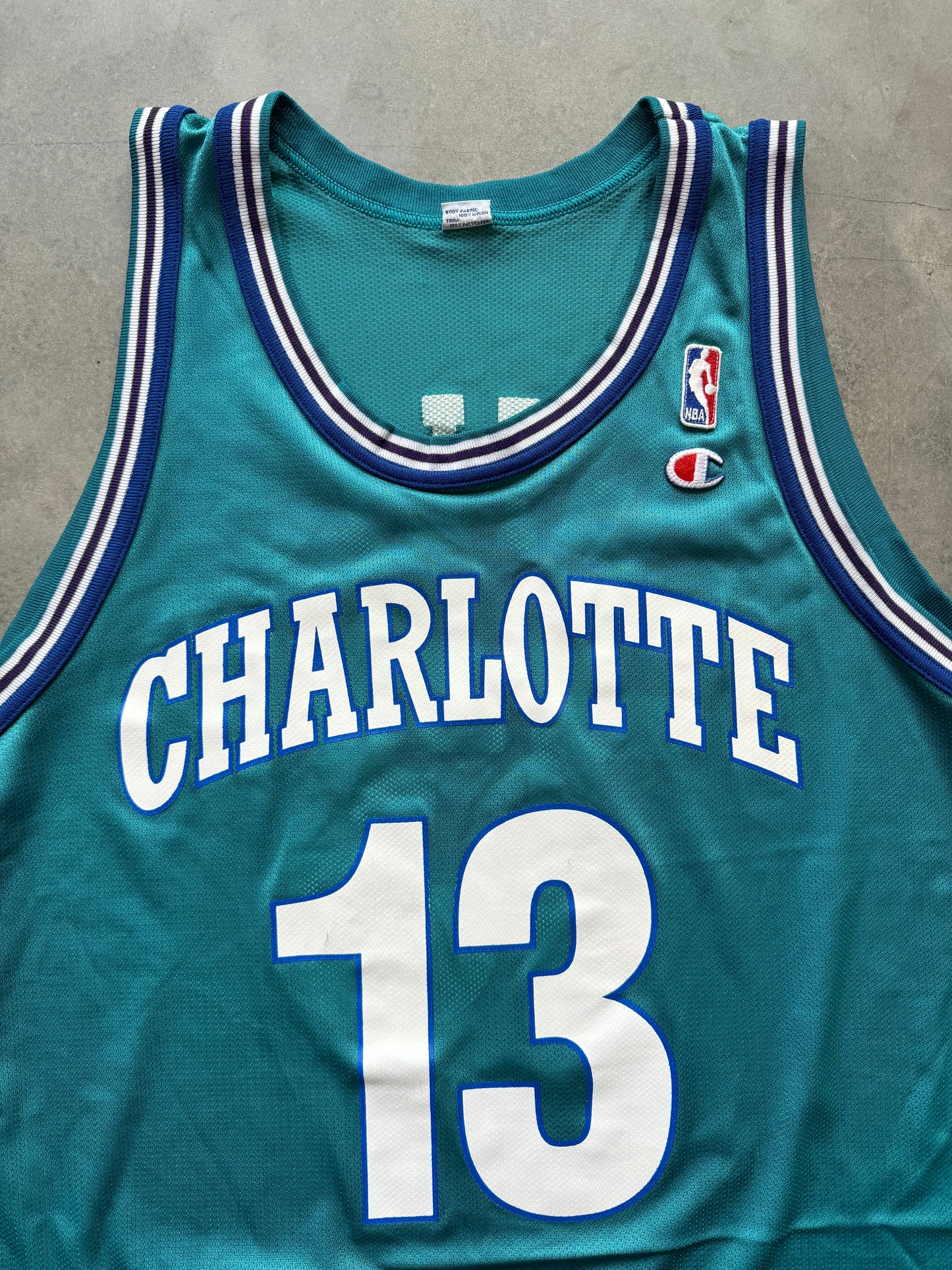 90’s Charlotte Hornets Kendall Gill Vintage Teal Champion NBA Jersey (48/XL)