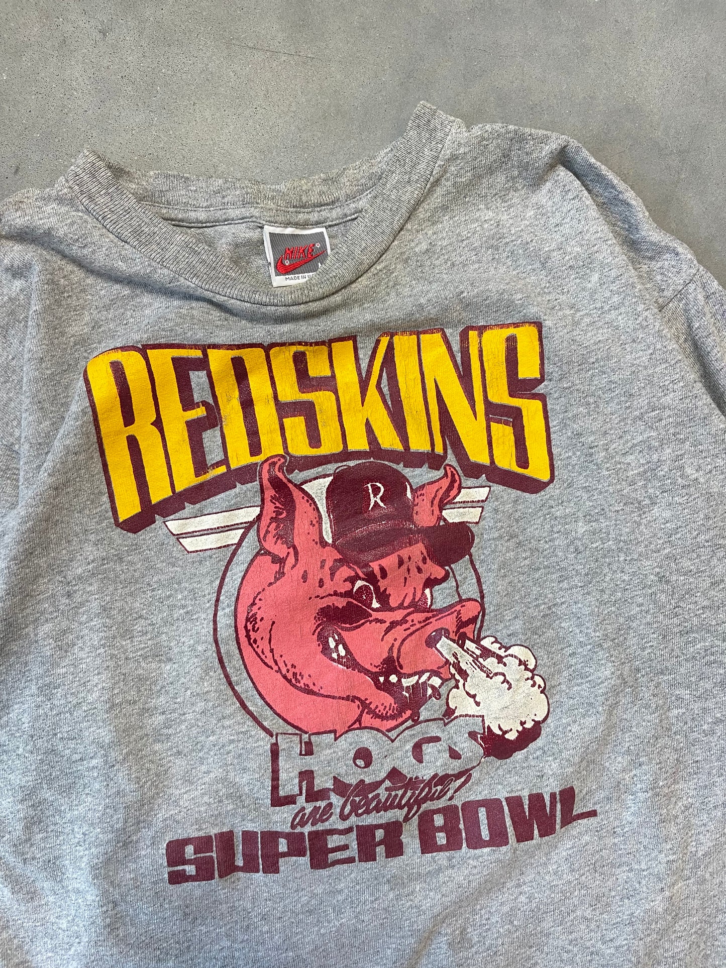 1988 Washington Redskins x Nike “Hogs are Beautiful” Super Bowl XXII Champions Vintage NFL Tee (Medium)