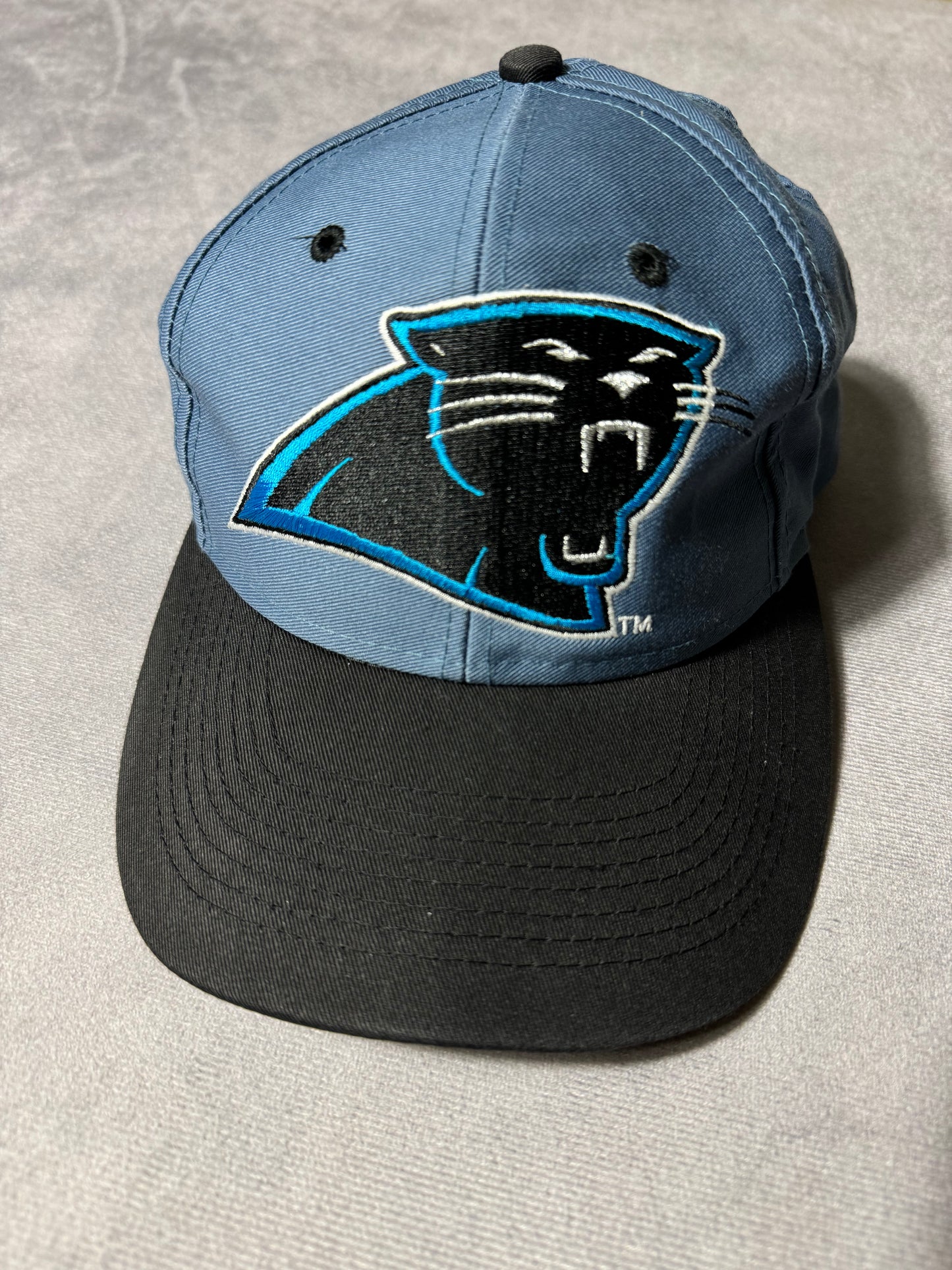 90’s Carolina Panthers Vintage Logo 7 Chambray/Black Big Logo NFL Snapback Hat (OSFA)